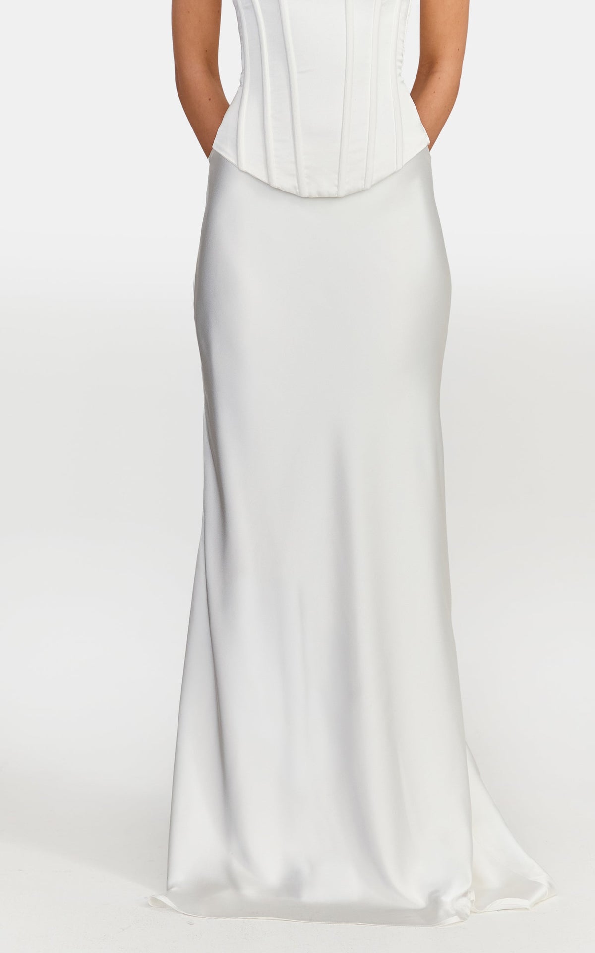 Carrie Maxi Skirt - Bias Cut Skirt With Train in White