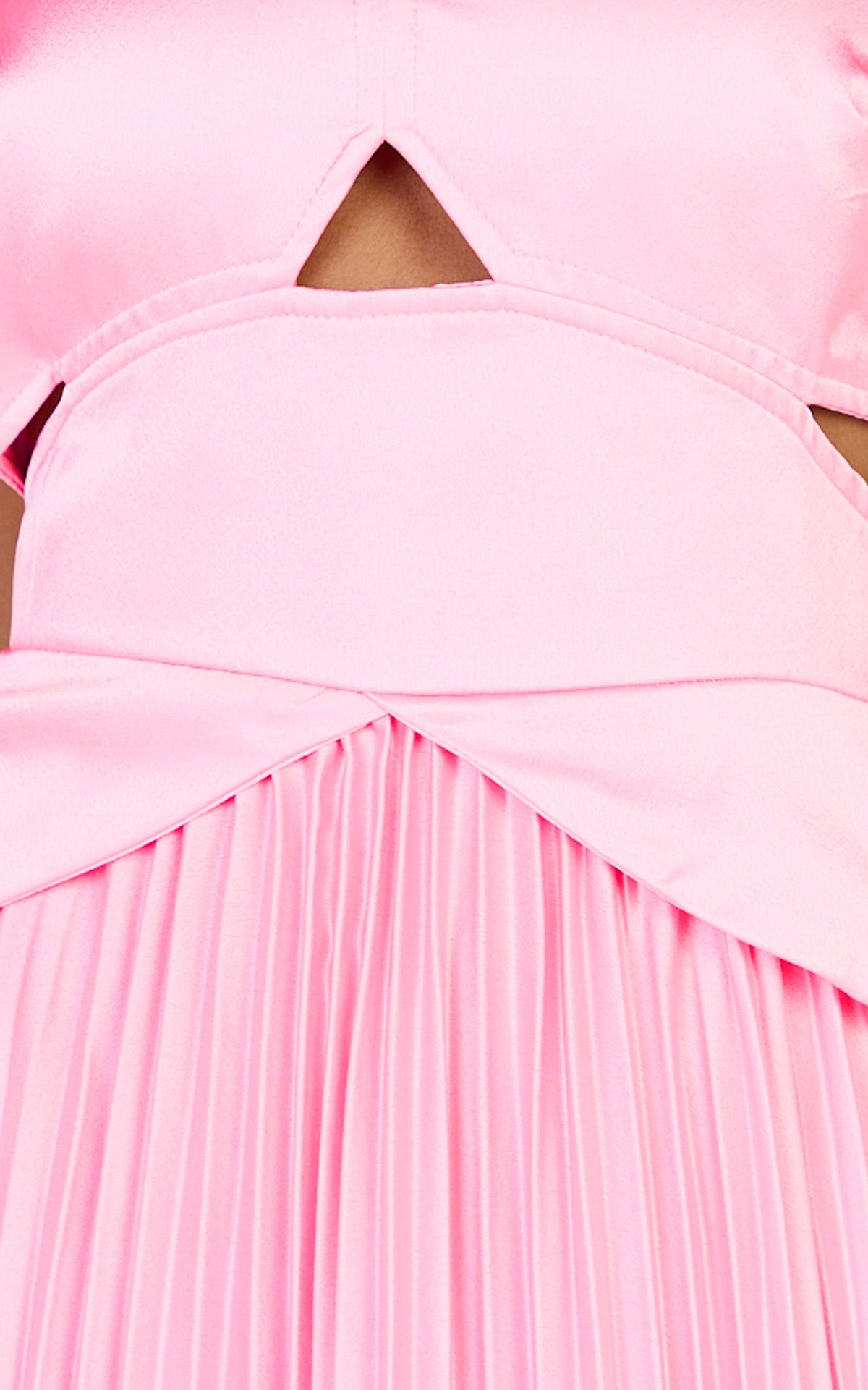 Shay Maxi Dress - Sweetheart Cut Out Pleated Dress in Pink