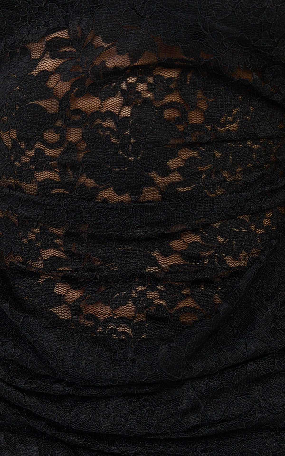 Skye Mini Dress - Lace Long Sleeve Draped Skirt Dress in Black