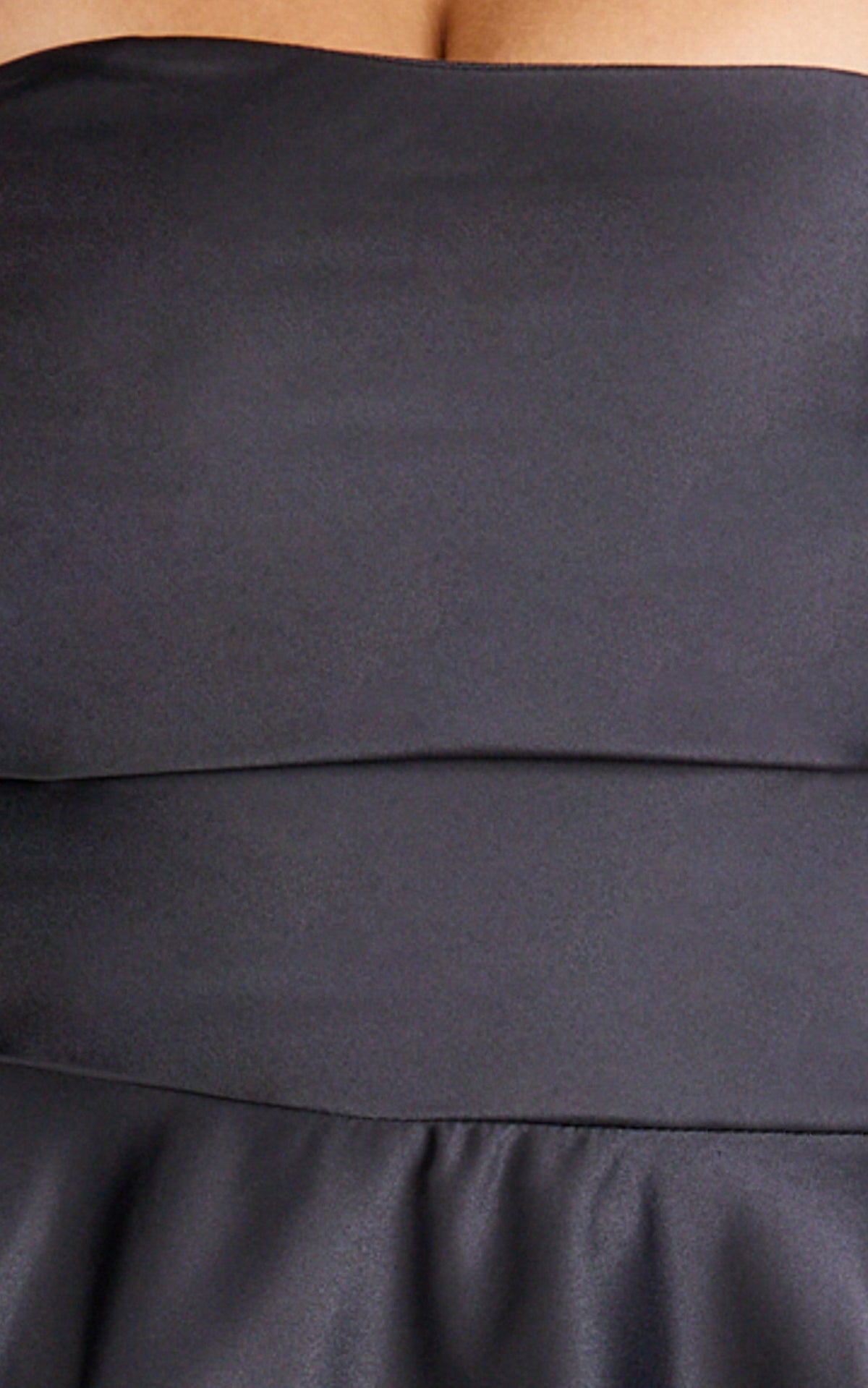 Helaina Midi Dress - Strapless A-Line Satin Dress in Navy