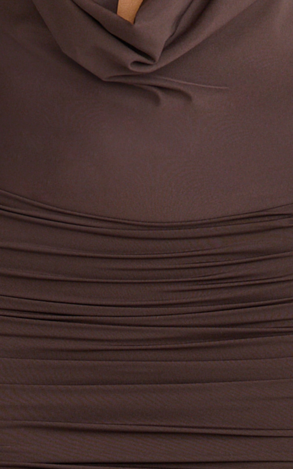 Janice Maxi Dress - Plunge Cowl Halter High Leg Split Dress in Chocolate