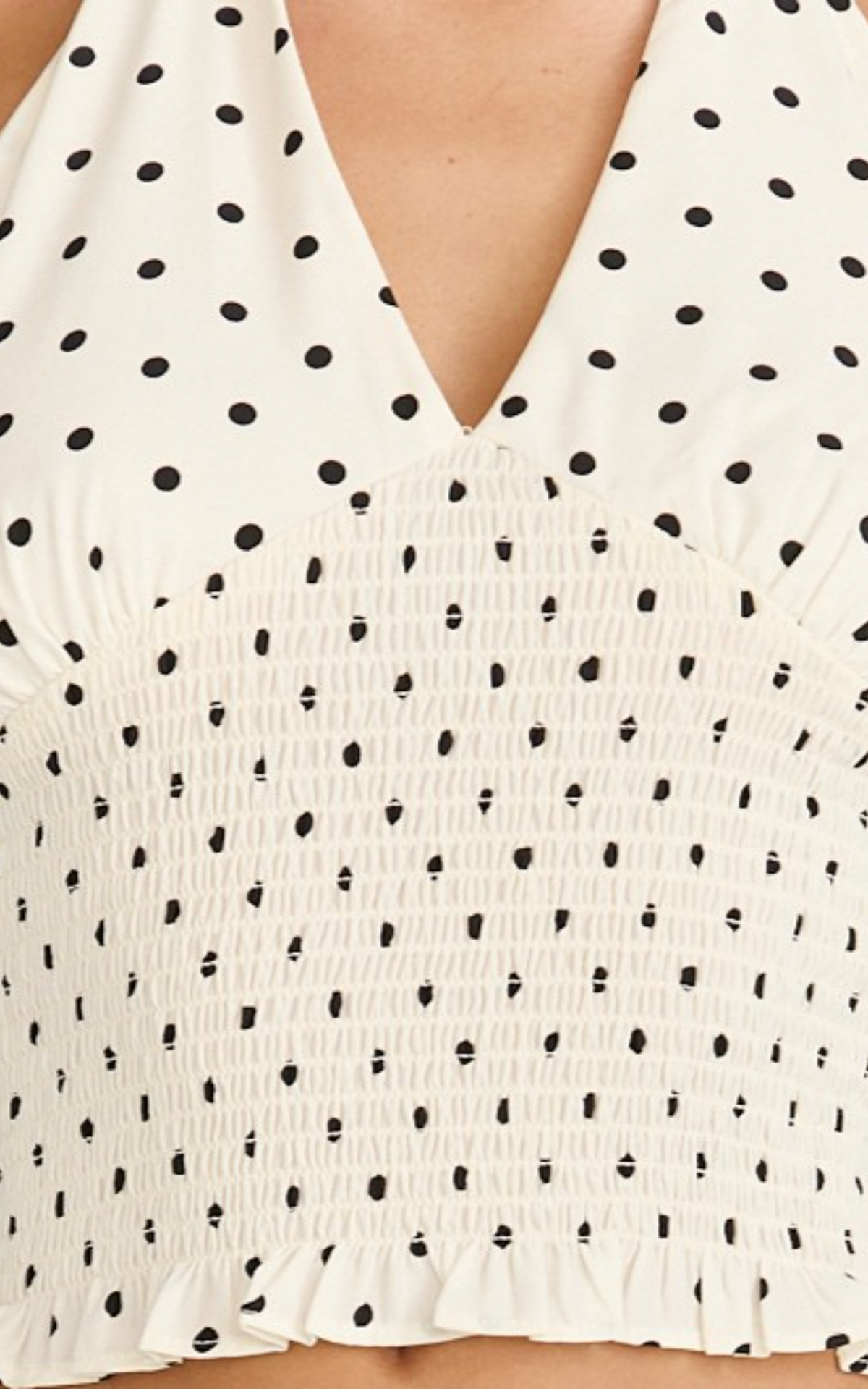 Charlotte Top - Polka Dot Halter Neck Top in White & Black Polka Dots