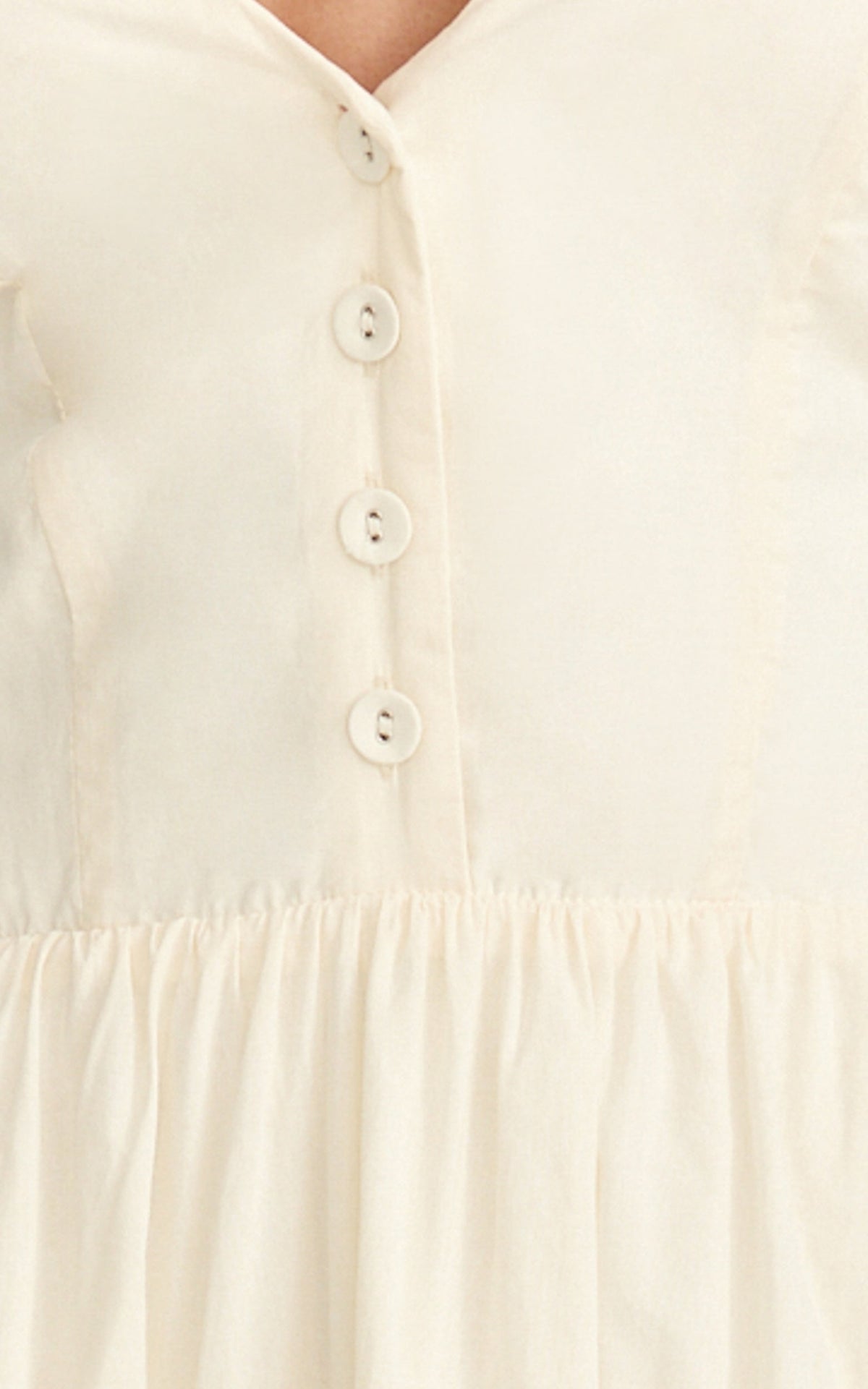 Everly Midi Dress - Tie Halter Neck Button Down Bodice Fit And Flare Dress in Cream