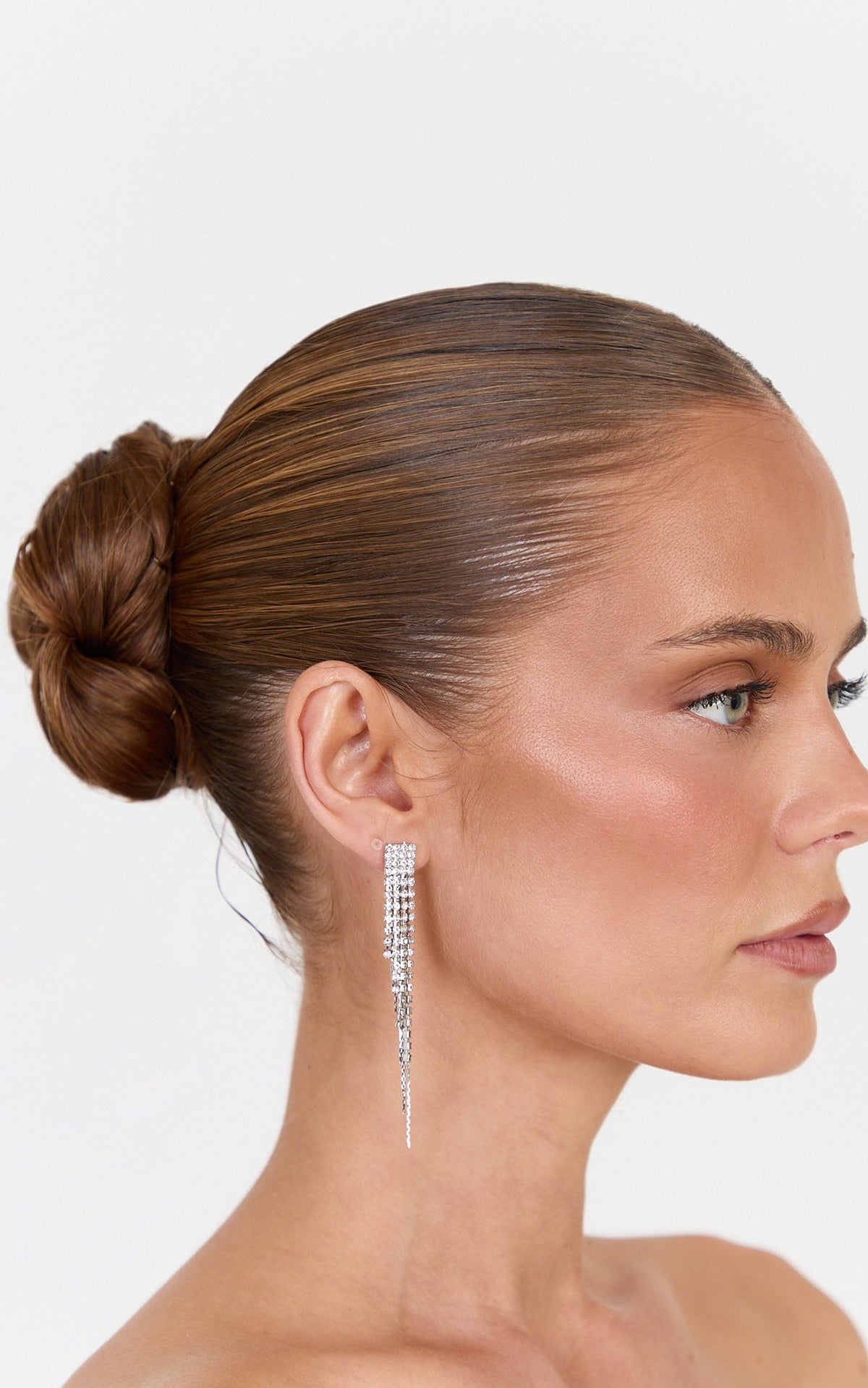 Jaycee Earrings - Statement Diamonte Earrings in Silver