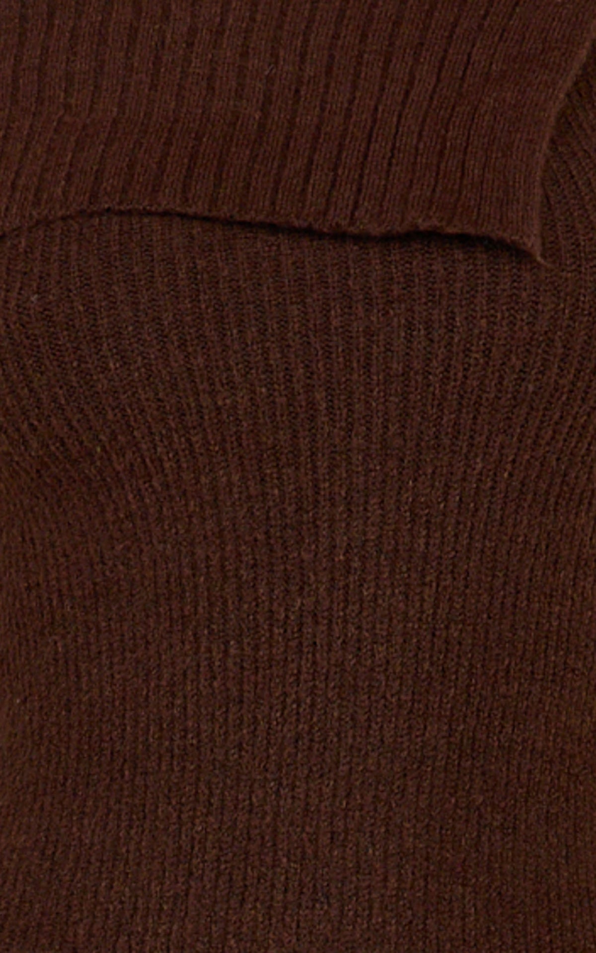 Tess Mini Dress - Asymmetric Off Shoulder Long Sleeve Knit Dress in Chocolate
