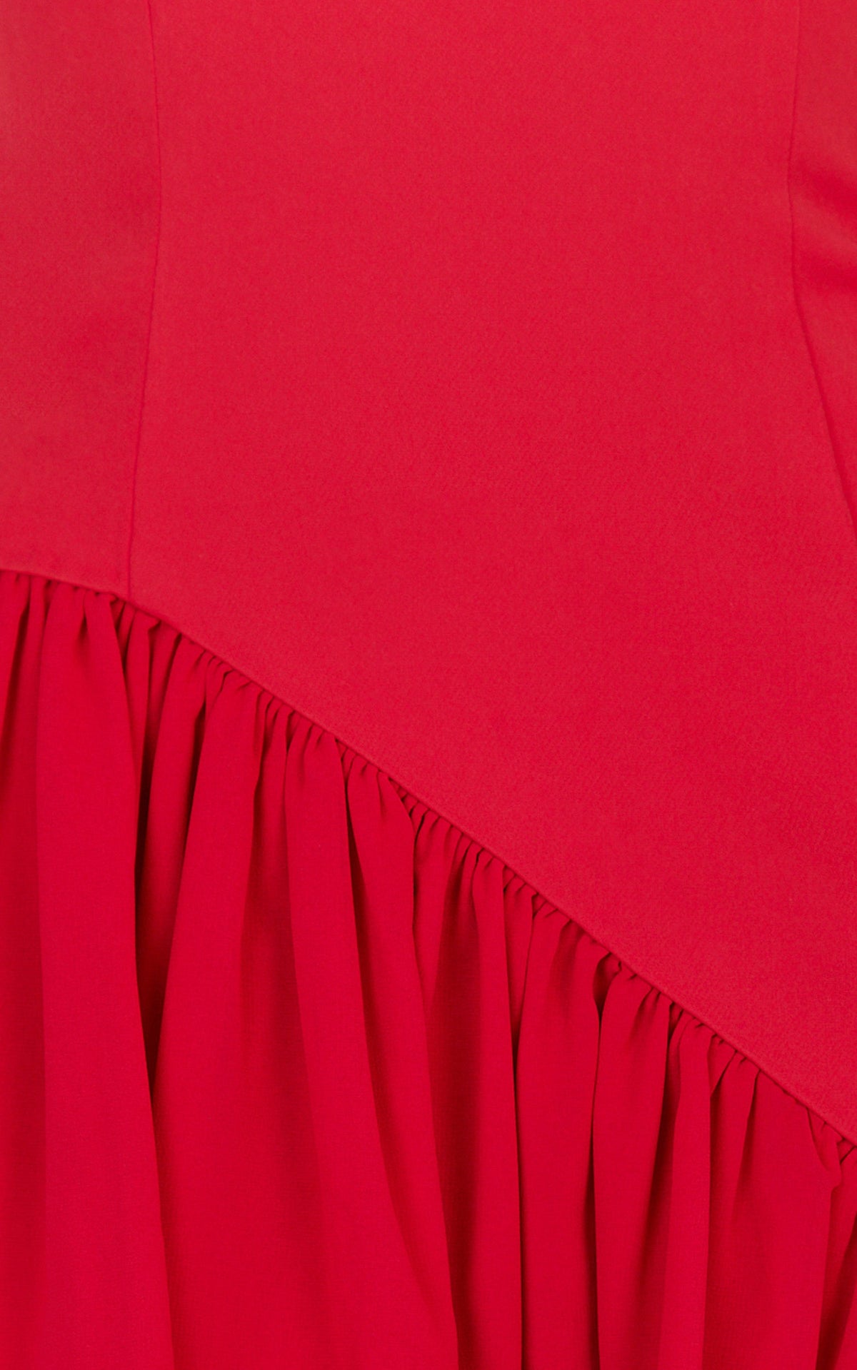 Calla Mini Dress - Strapless Gathered Asymmetric Dropped Waist Dress in Red
