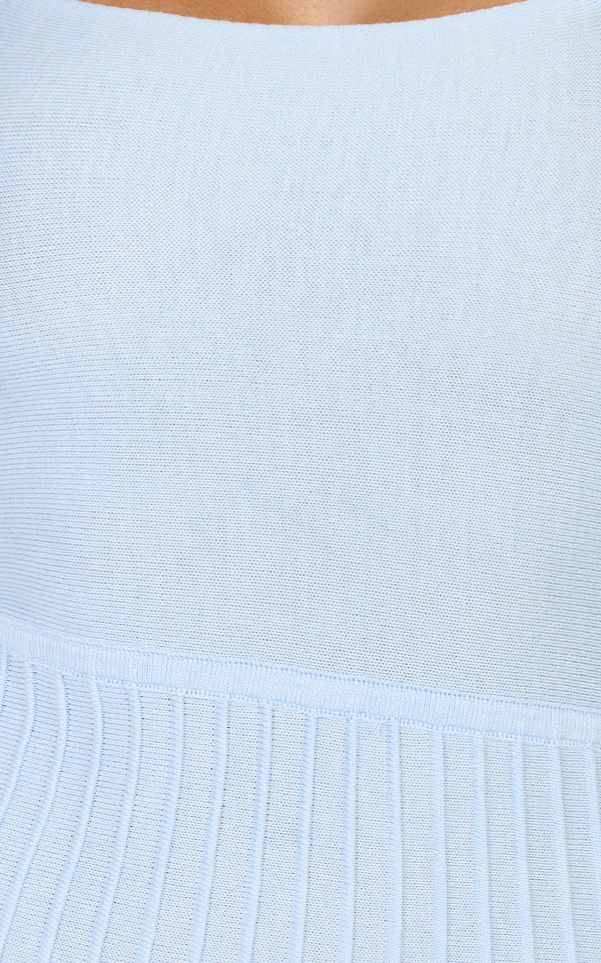 Candace Midi Dress - Halter Neck Ribbed Knit Dress in Baby Blue