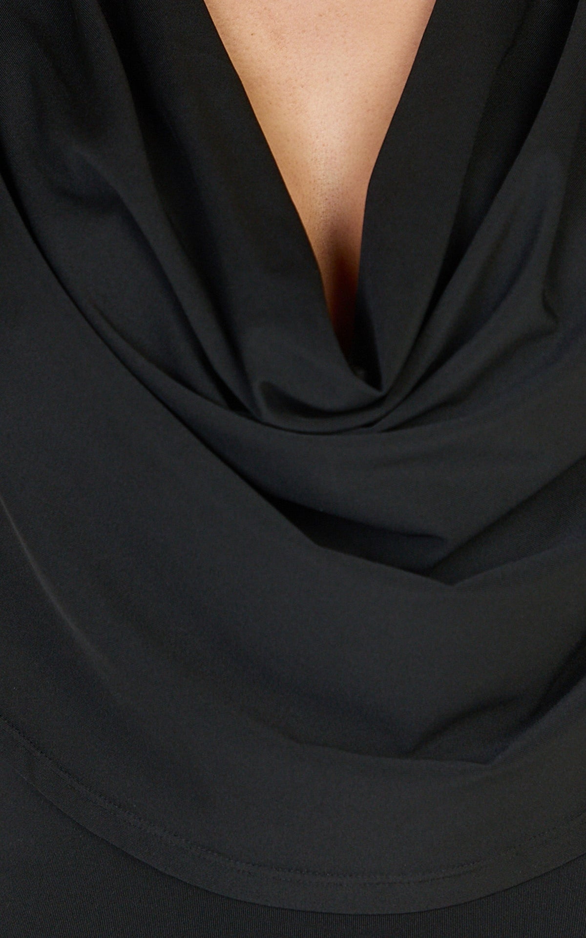 Cosette Bodysuit - Long Sleeve Cowl Neck Bodysuit in Black