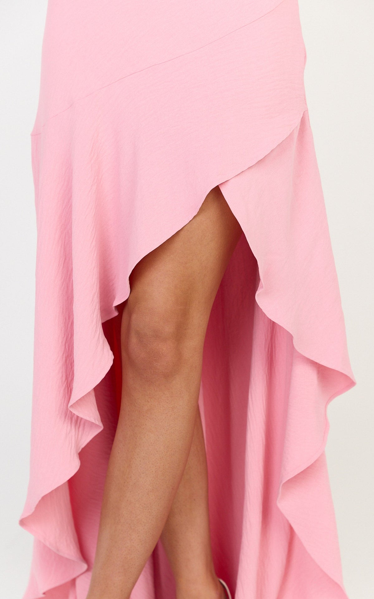 Sunny Maxi Dress - Cowl Neck Asymmetric Hem Dress in Pink