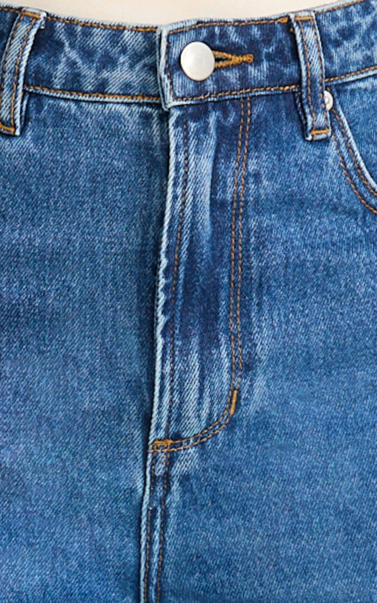 Emman Jeans - High Waisted Cotton Wide Leg Denim Jeans in Dark Blue Wash