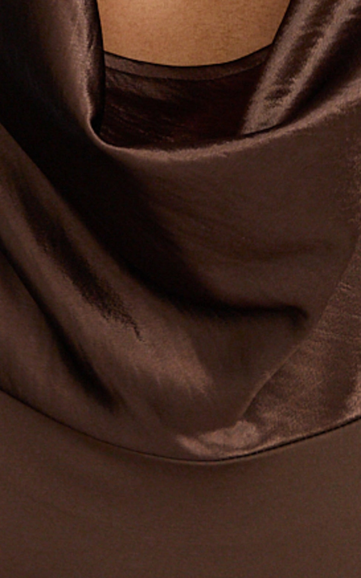 Zephyr Bodysuit - Plunge Neck Cowl Bodysuit in Chocolate