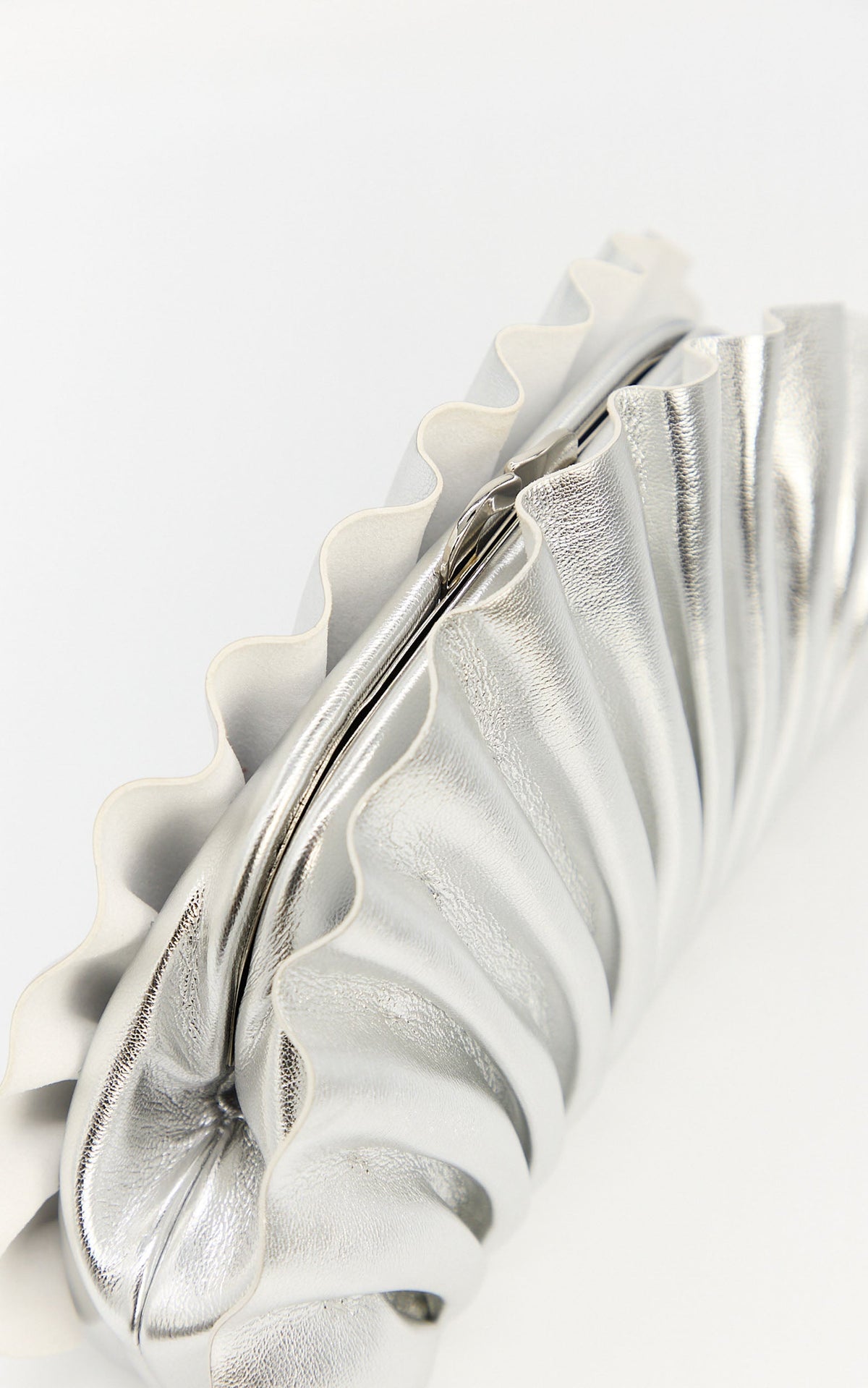 Olga Berg - Hollie Pleated Clutch in Silver