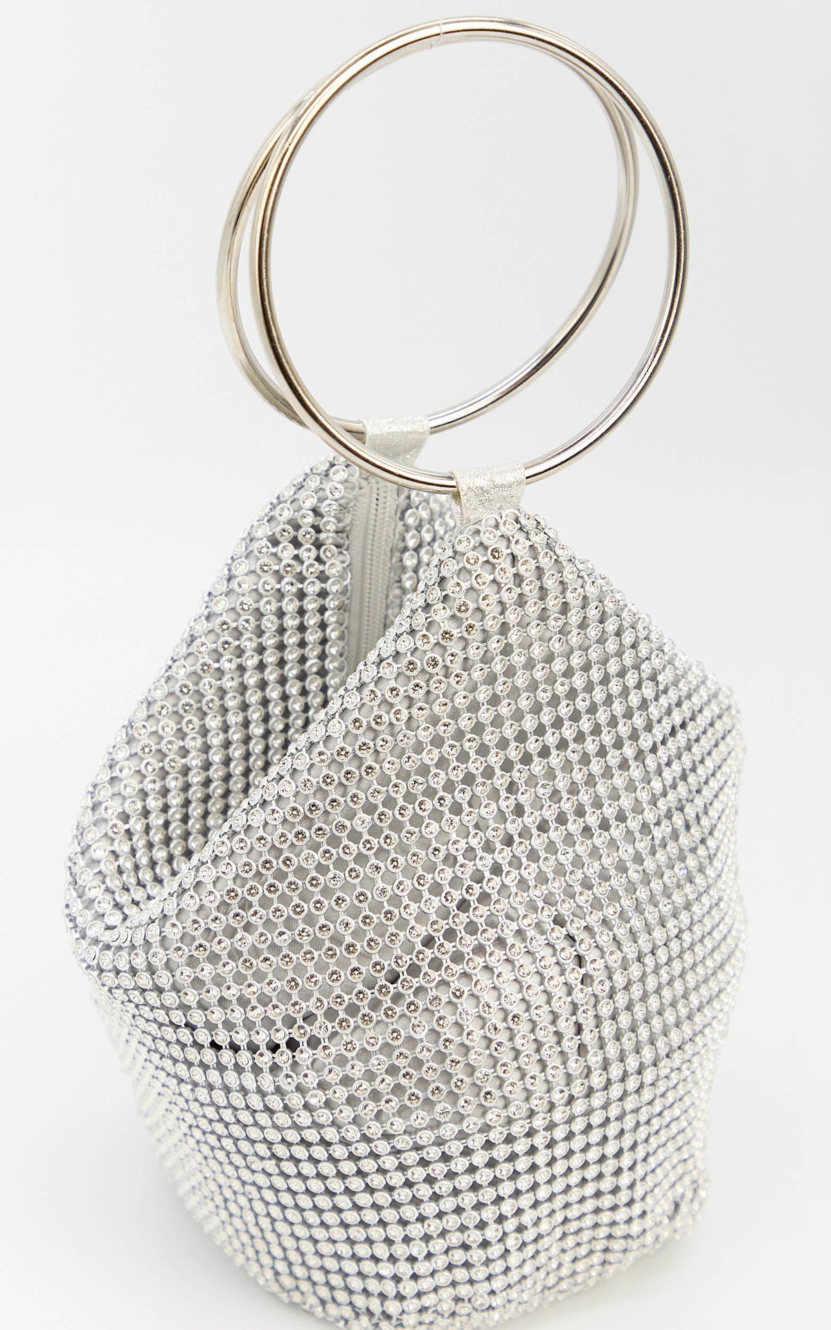 Adelyn Bag - Ring Handle Sequin Bag in Silver