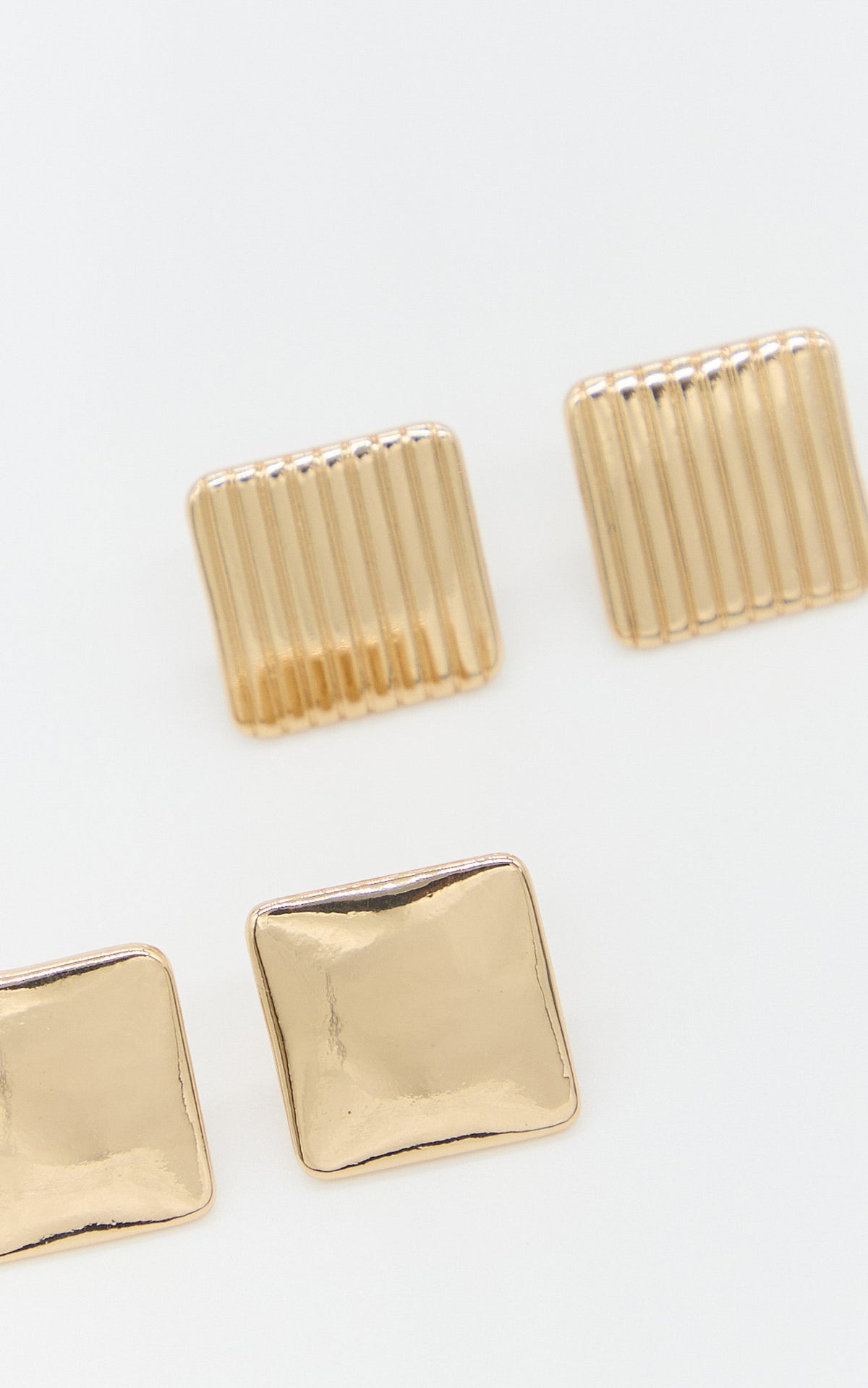 Etta Earrings - 2 Pack Square Stud Earrings in Gold