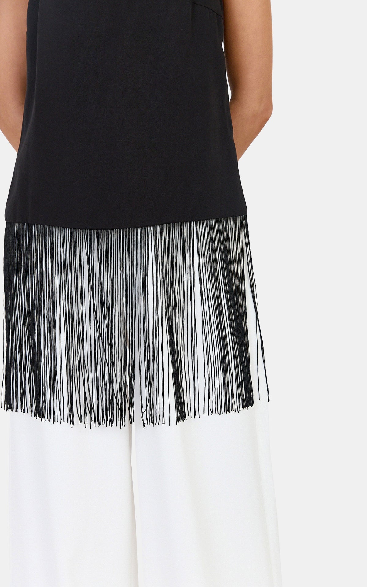 Yara Top - Fringe Hem Top in Black