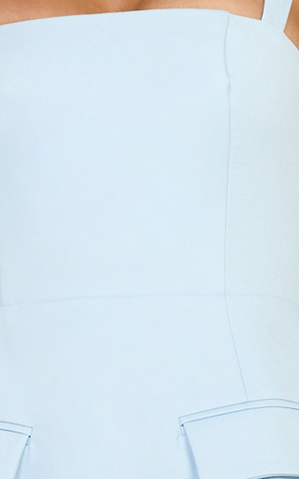 Garrett Mini Dress - Square Neck Fit And Flare Dress in Light Blue