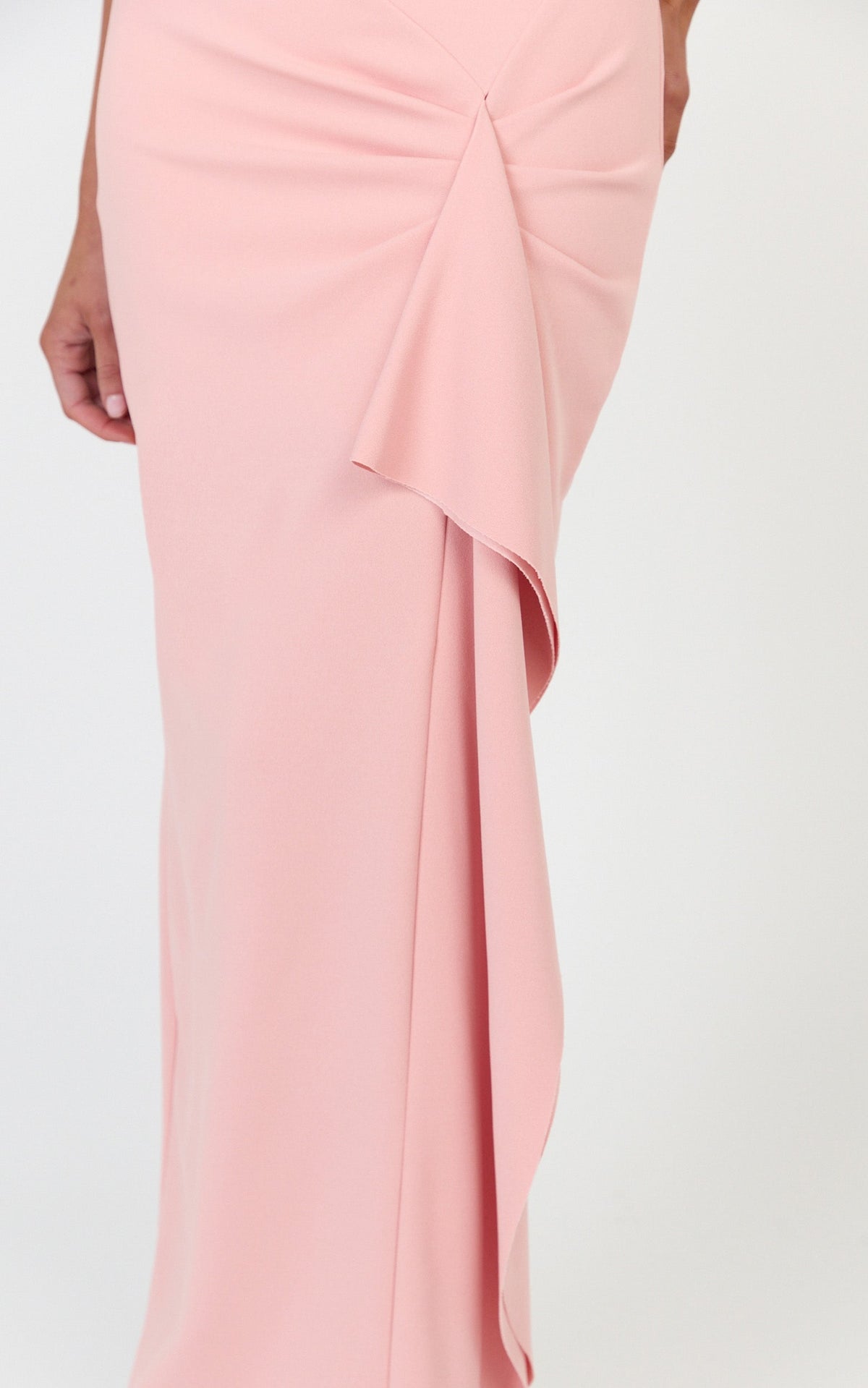 Alba Maxi Dress - Off Shoulder Waterfall Sash Dress in Pink