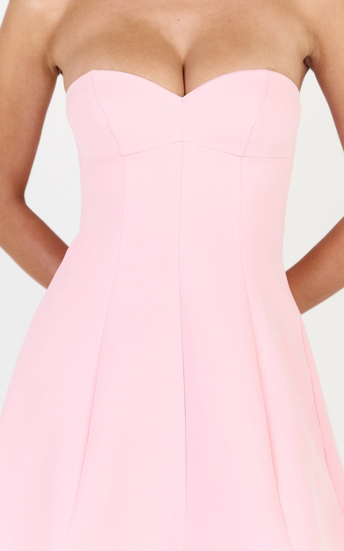 Violette Mini Dress - Strapless Sweetheart Neck Tulip Skirt Dress in Pink