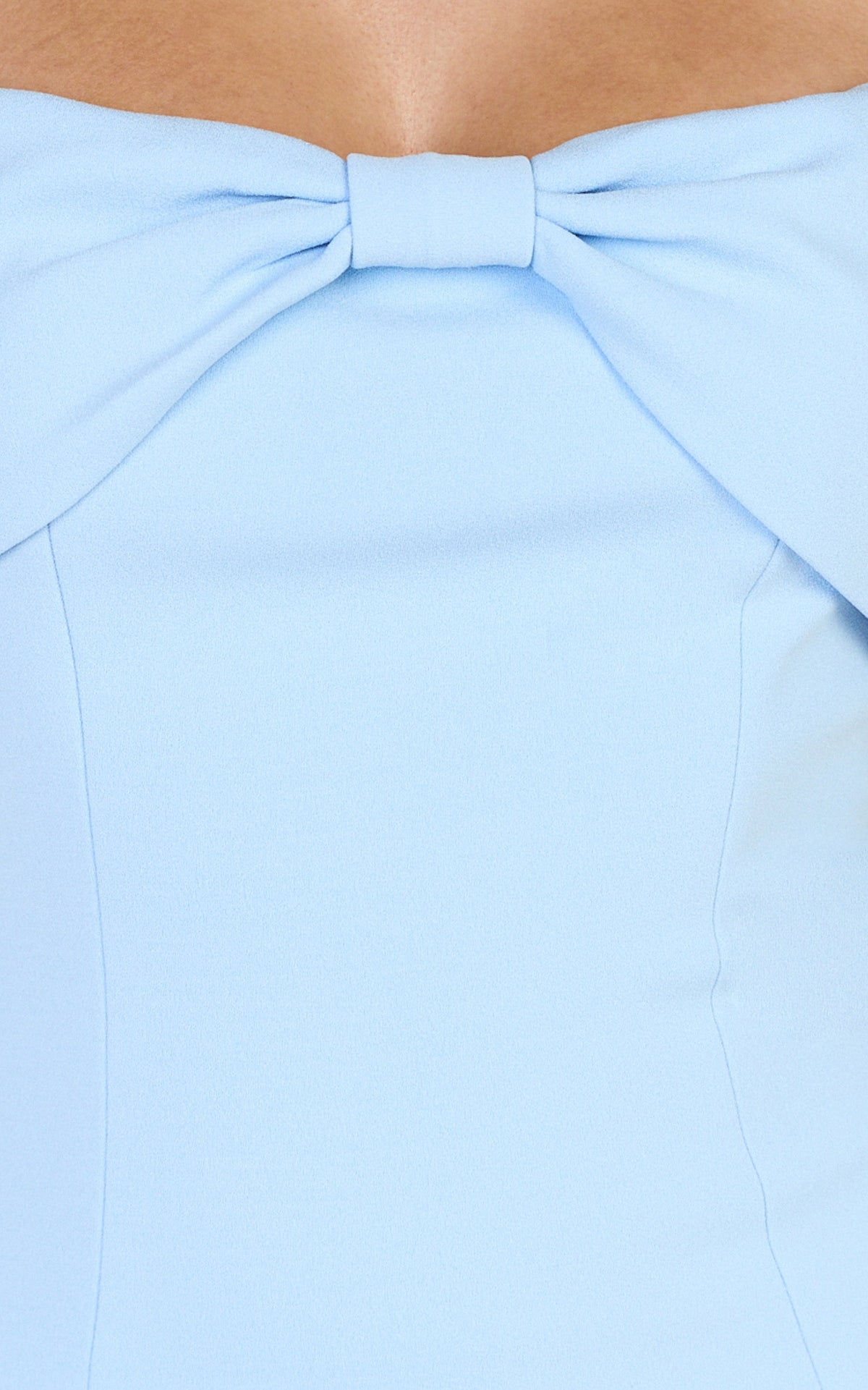Thalia Mini Dress - Off Shoulder Bow Detail Dress in Light Blue