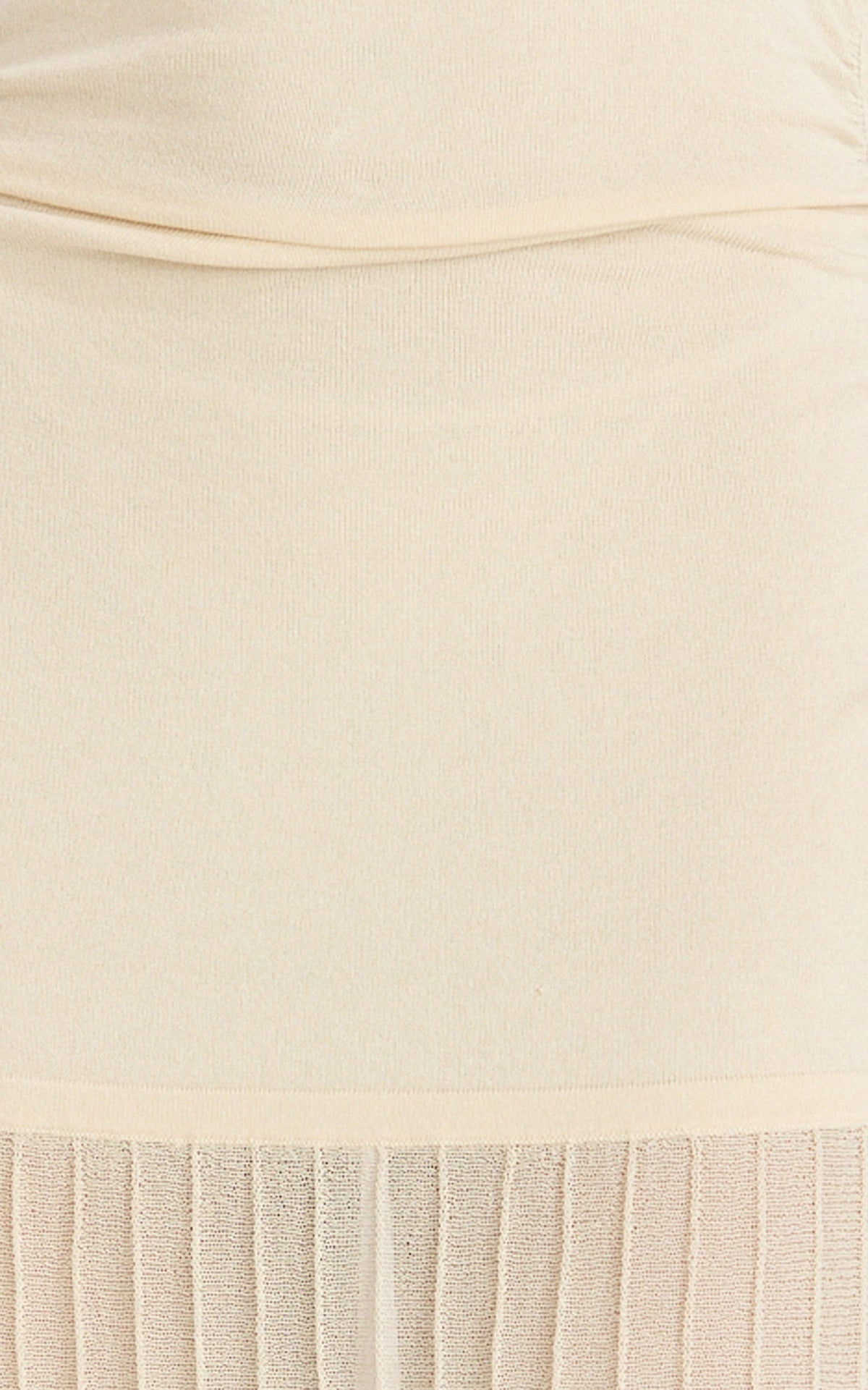 Roxy Maxi Dress - One Shoulder Pleated Skirt Knitted Dress in Cream