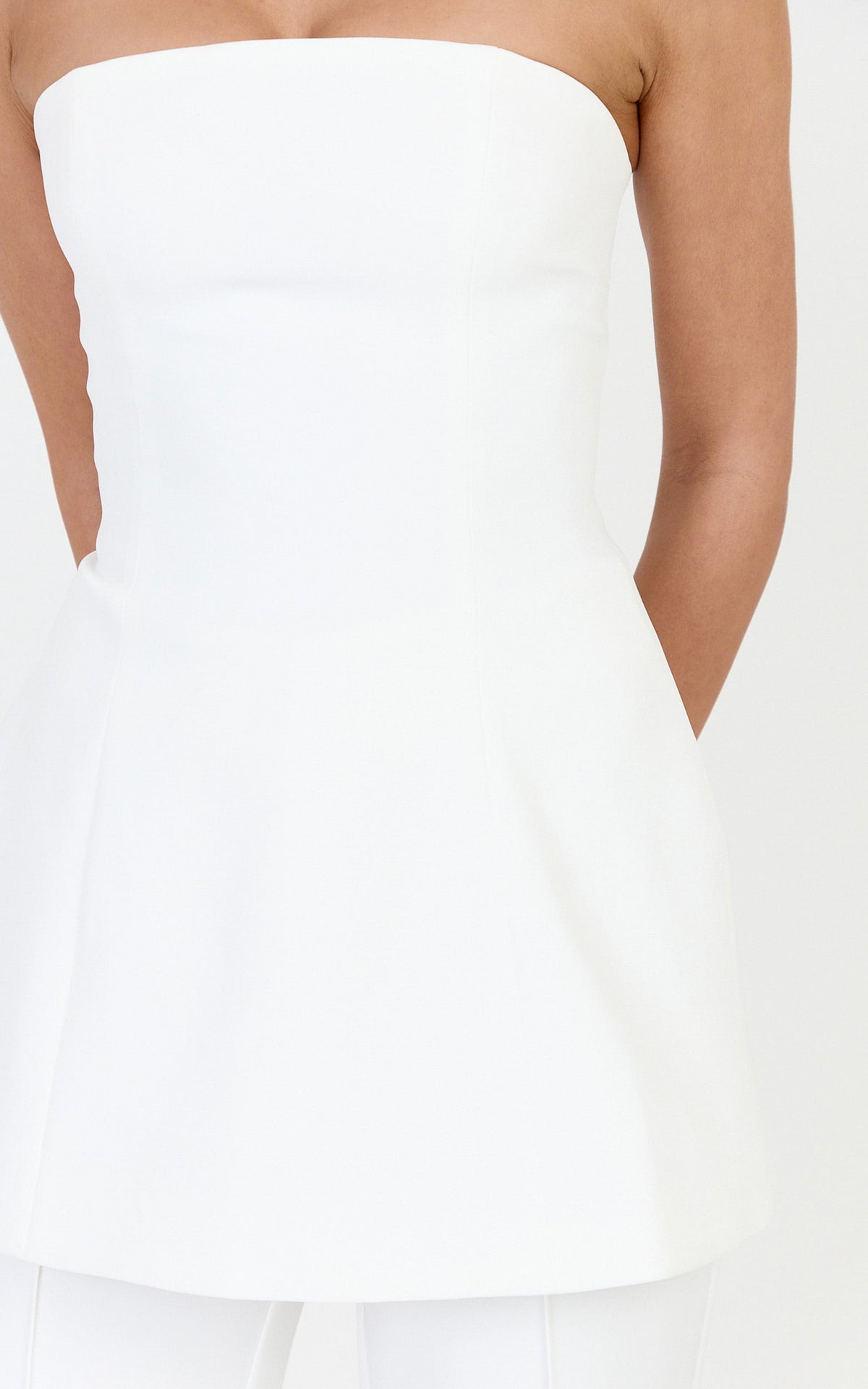 Daisy Top - Strapless Long Line Shirred Back Top in Off White