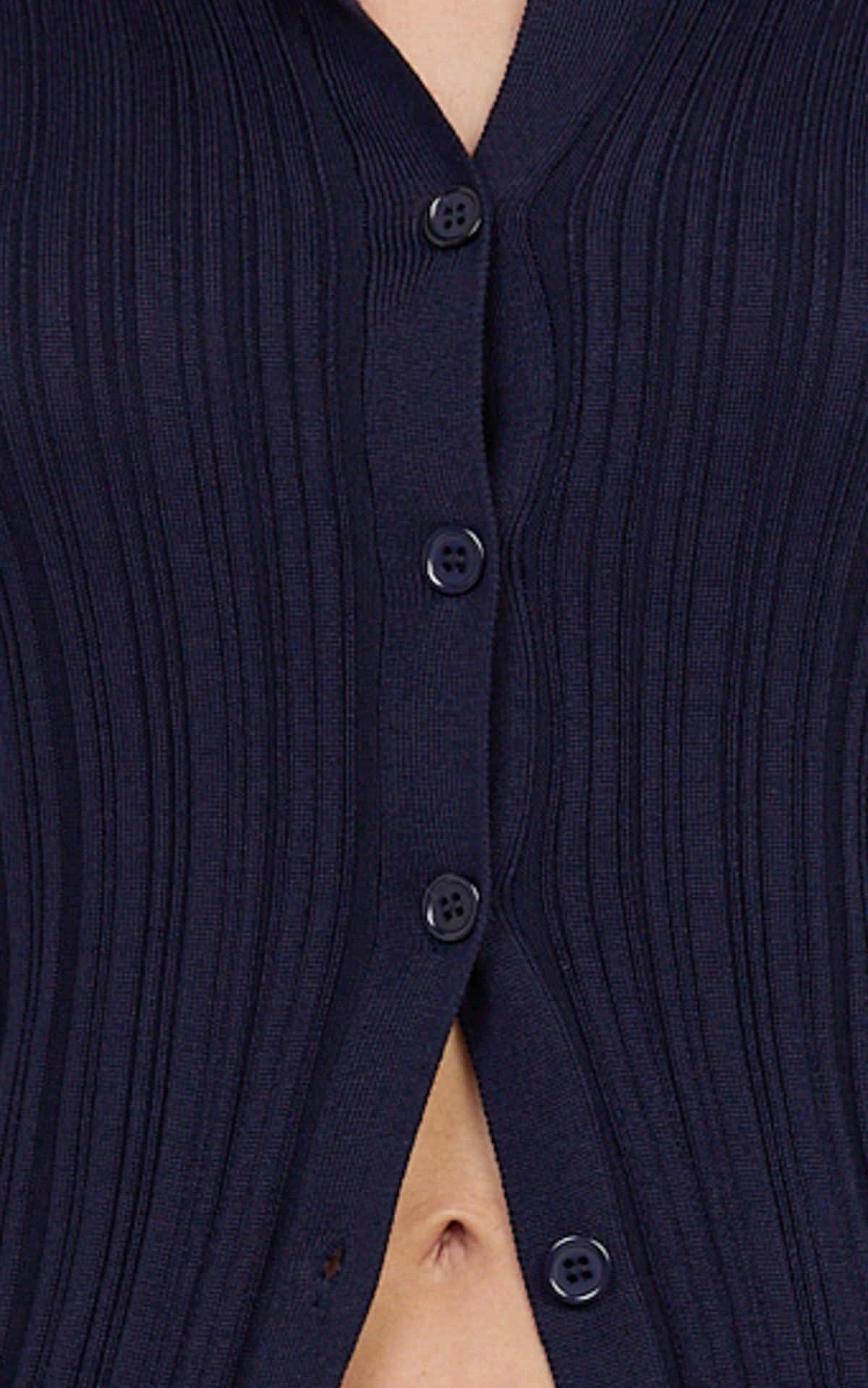 Kelsey Top - Button Through Long Sleeve Knit Top in Navy