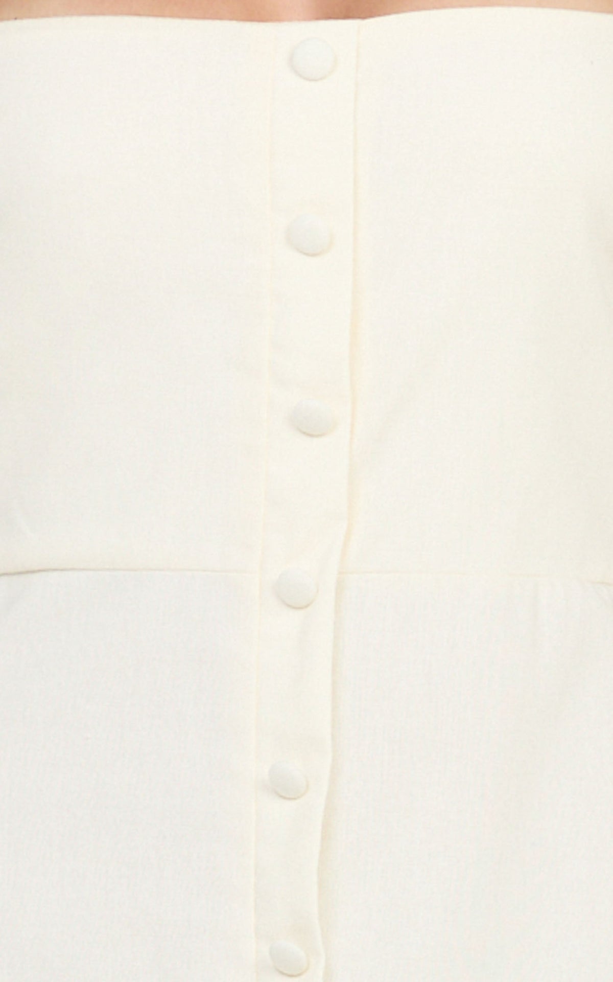 Marla Midi Dress - Square Neck Button Front Shift Dress in Cream