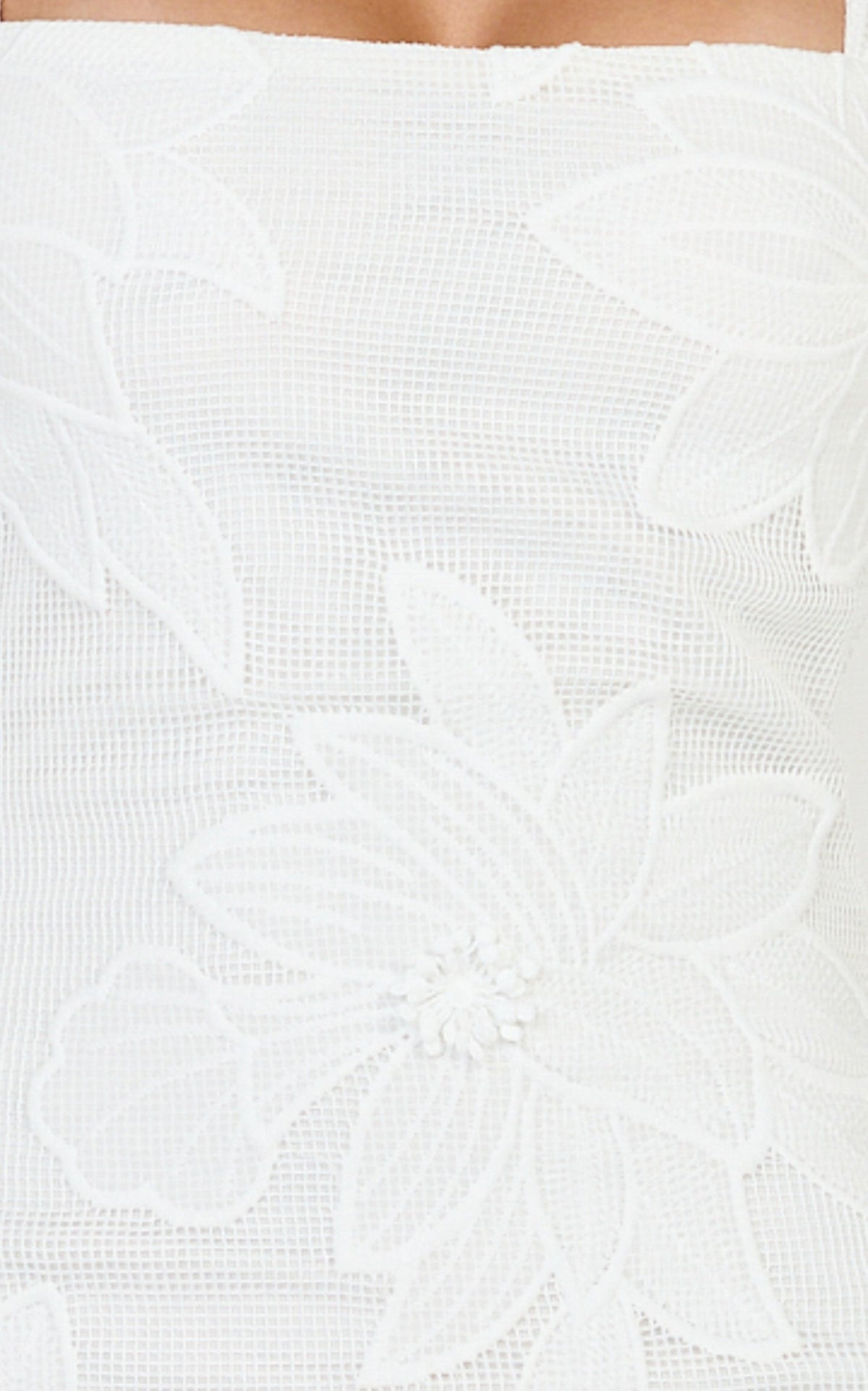Sienna Mini Dress - Square Neck Floral Embroidered A Line Dress in White