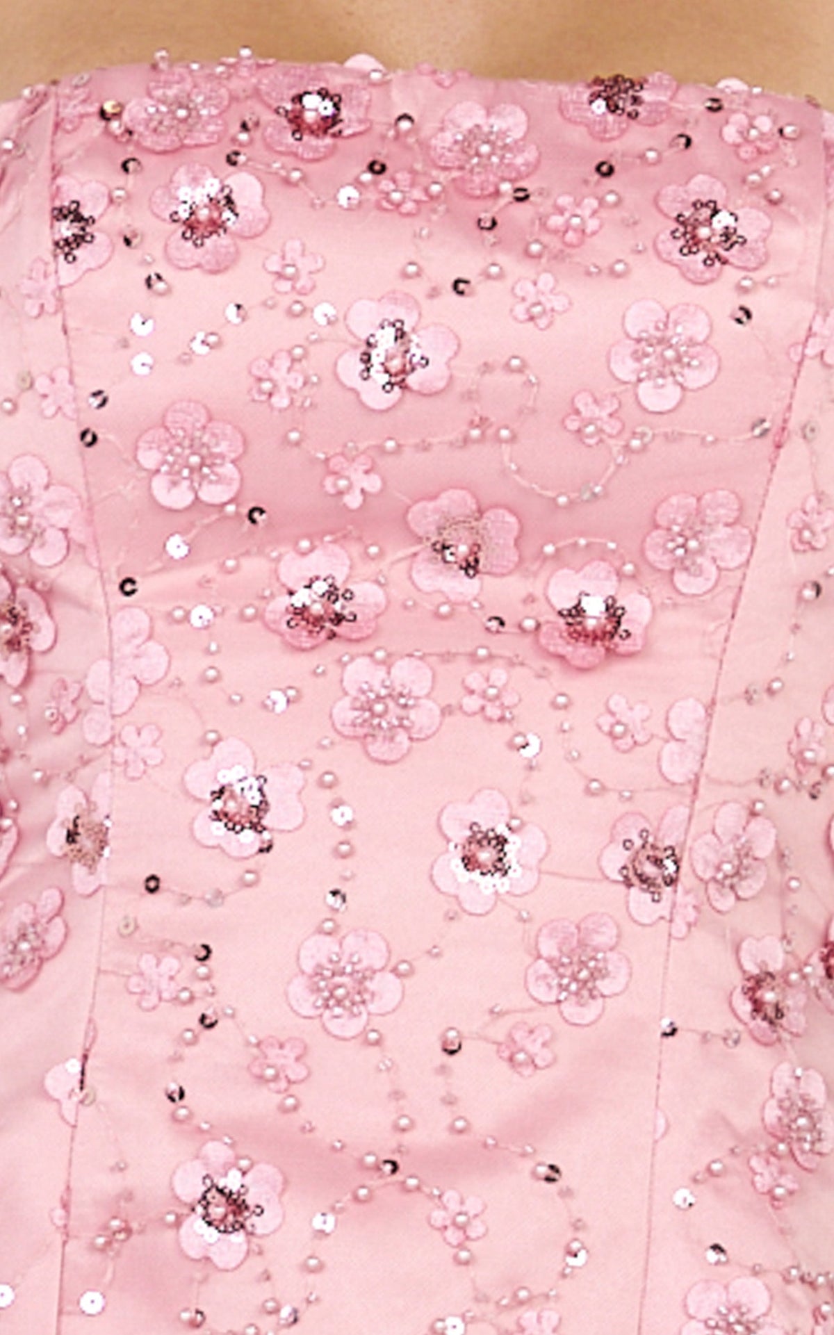 Leona Mini Dress - Strapless Sequin Tulip Dress in Pink