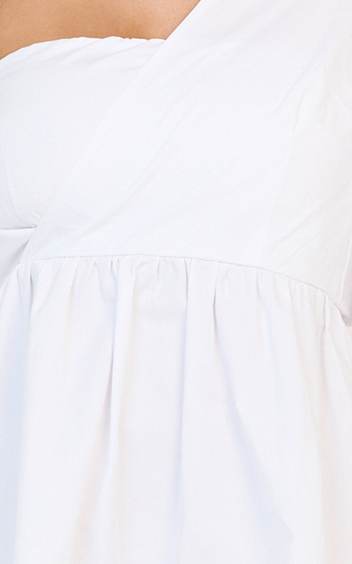 Sula Mini Dress - Asymmetric Off One Shoulder Puff Sleeve Dress in White
