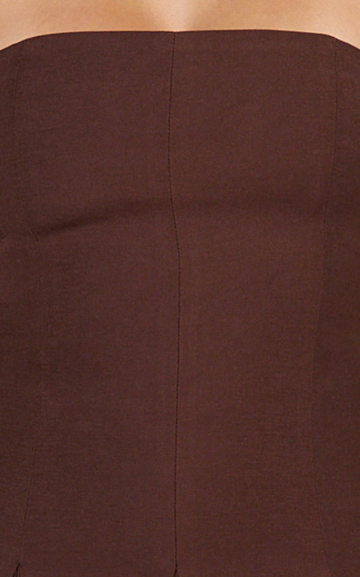 Kalliste Mini Dress - Strapless Godet Pleat Fit And Flare Dress in Chocolate
