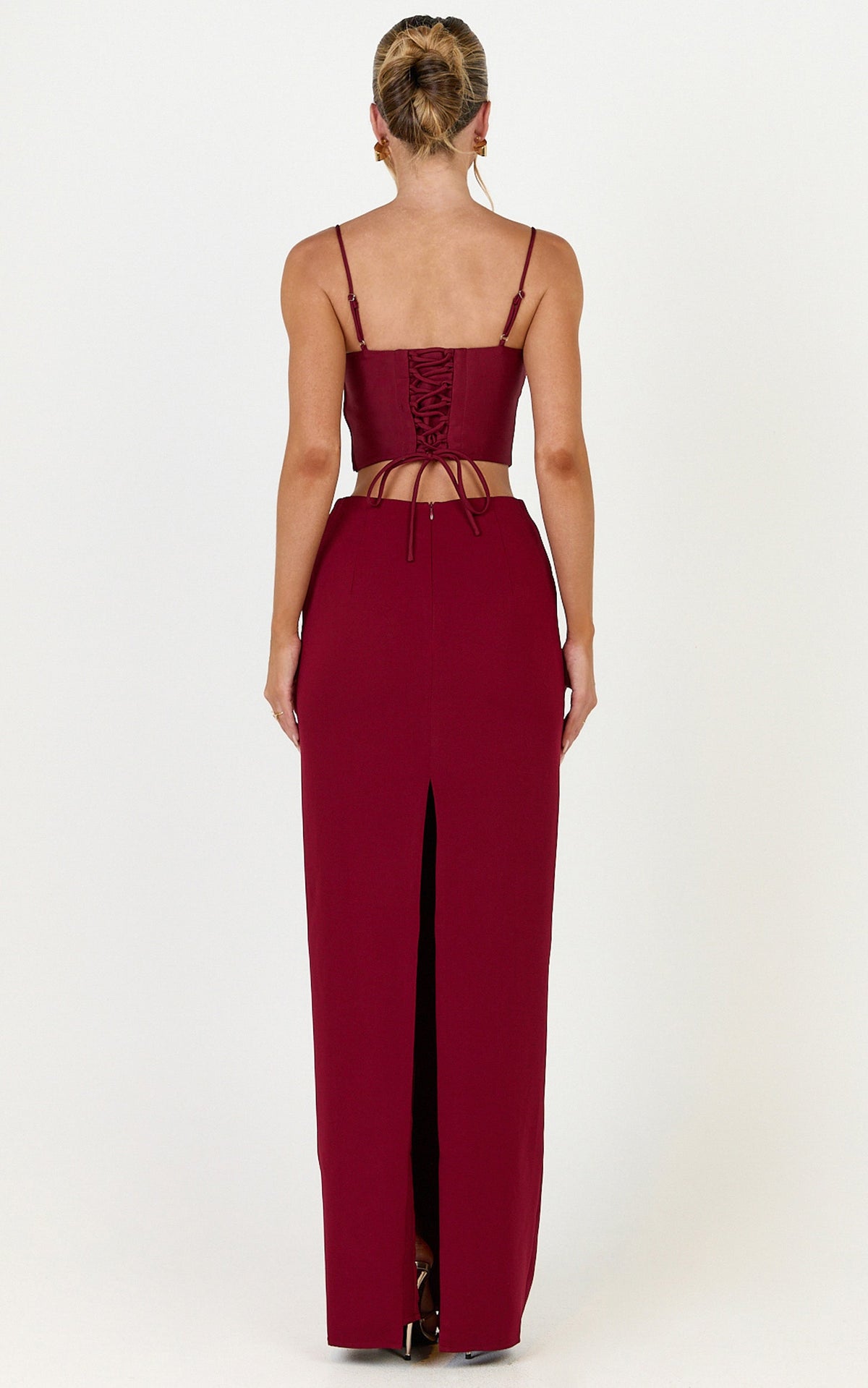 Marais Top - Lace Up Back Corset Top in Wine