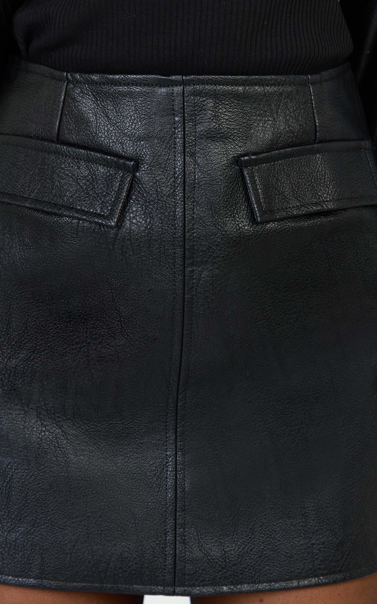 Lumi Mini Skirt - Faux Leather Pocket Detail Mini Skirt in Black