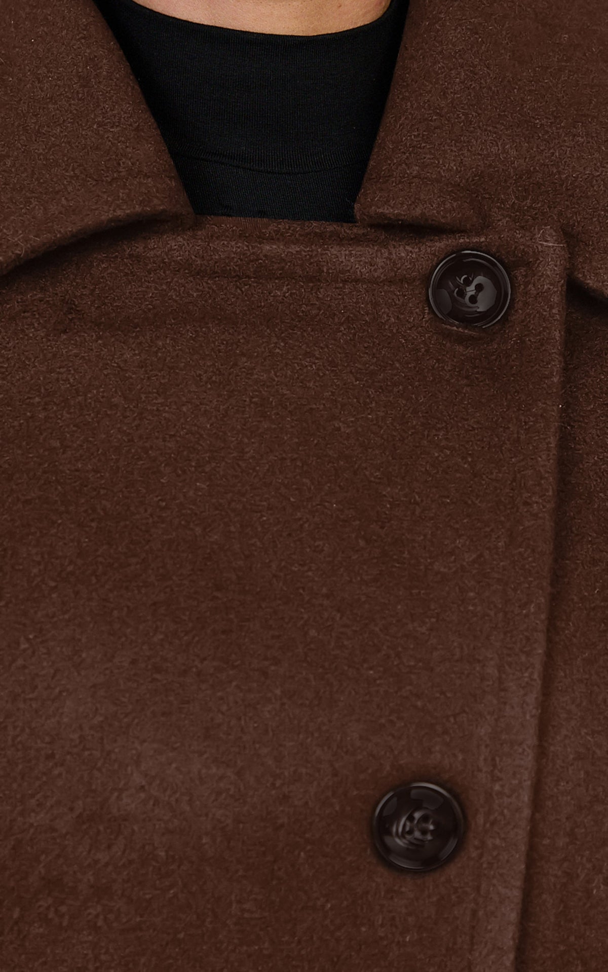 Rina Coat - Oversized Three Button Front Closure Coat in Chocolate