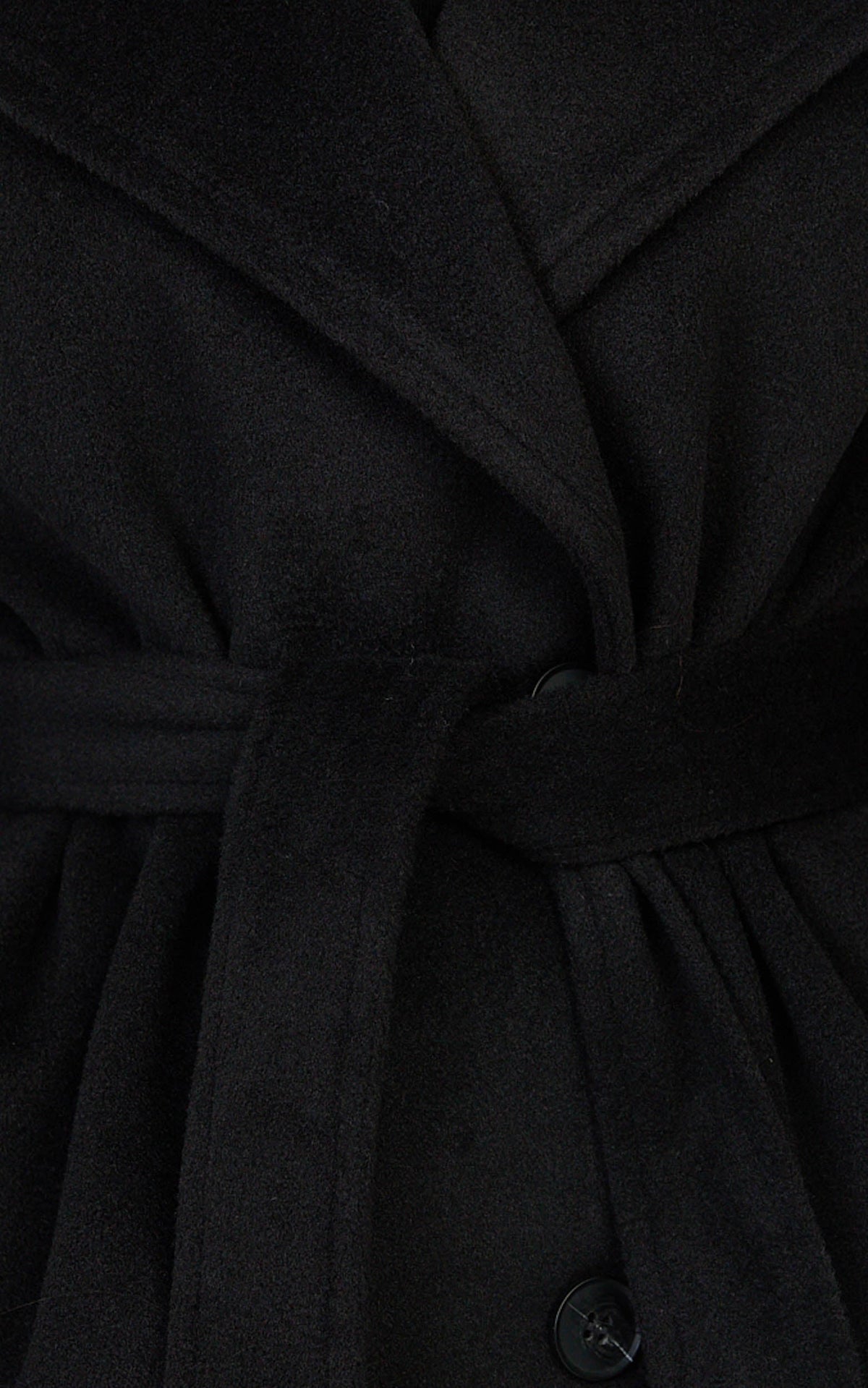 Dahlia Coat - Single Breasted Belted Short Wool Like Coat in Black