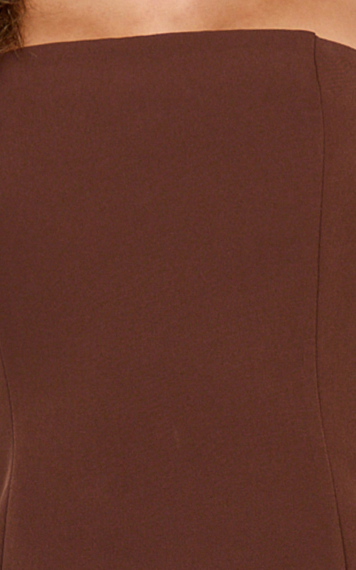 Pauline Two Piece Top and Skirt Set - Strapless A Line Top and Mini Skirt Set in Chocolate