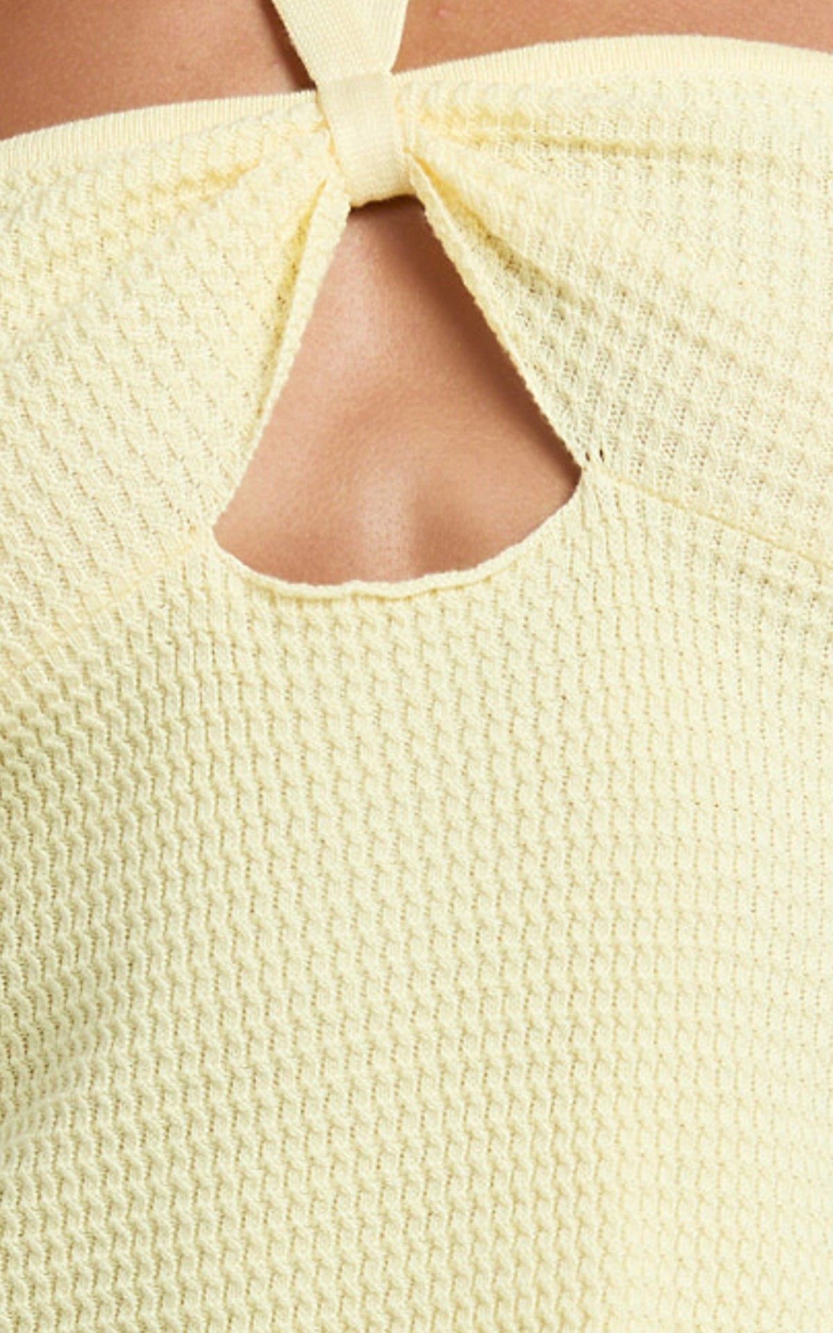 Agnes Top - Halter Neck Cut Out Knitted Top in Lemon