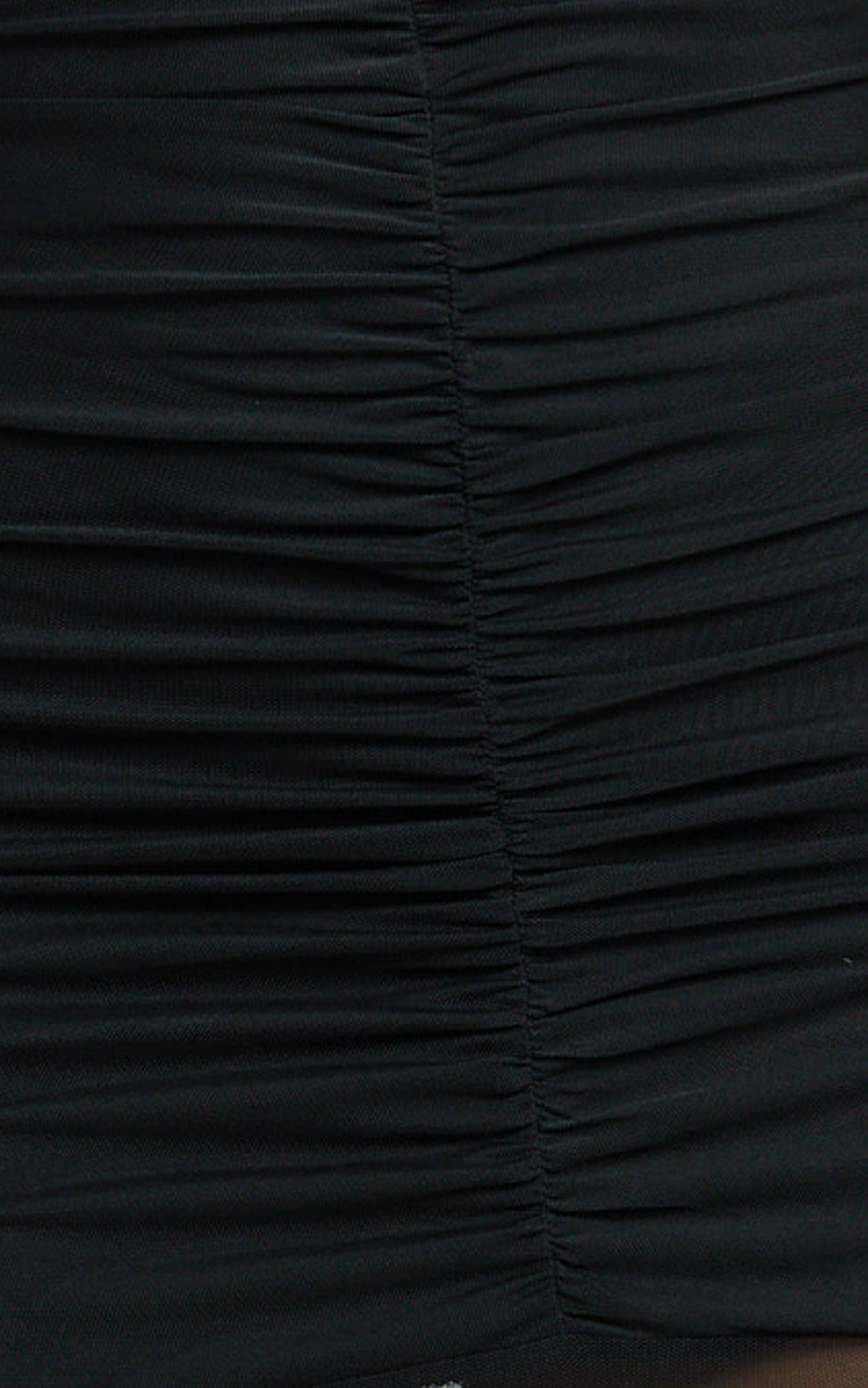 Alanna Maxi Dress - Off Shoulder Ruched Mesh Dress in Black