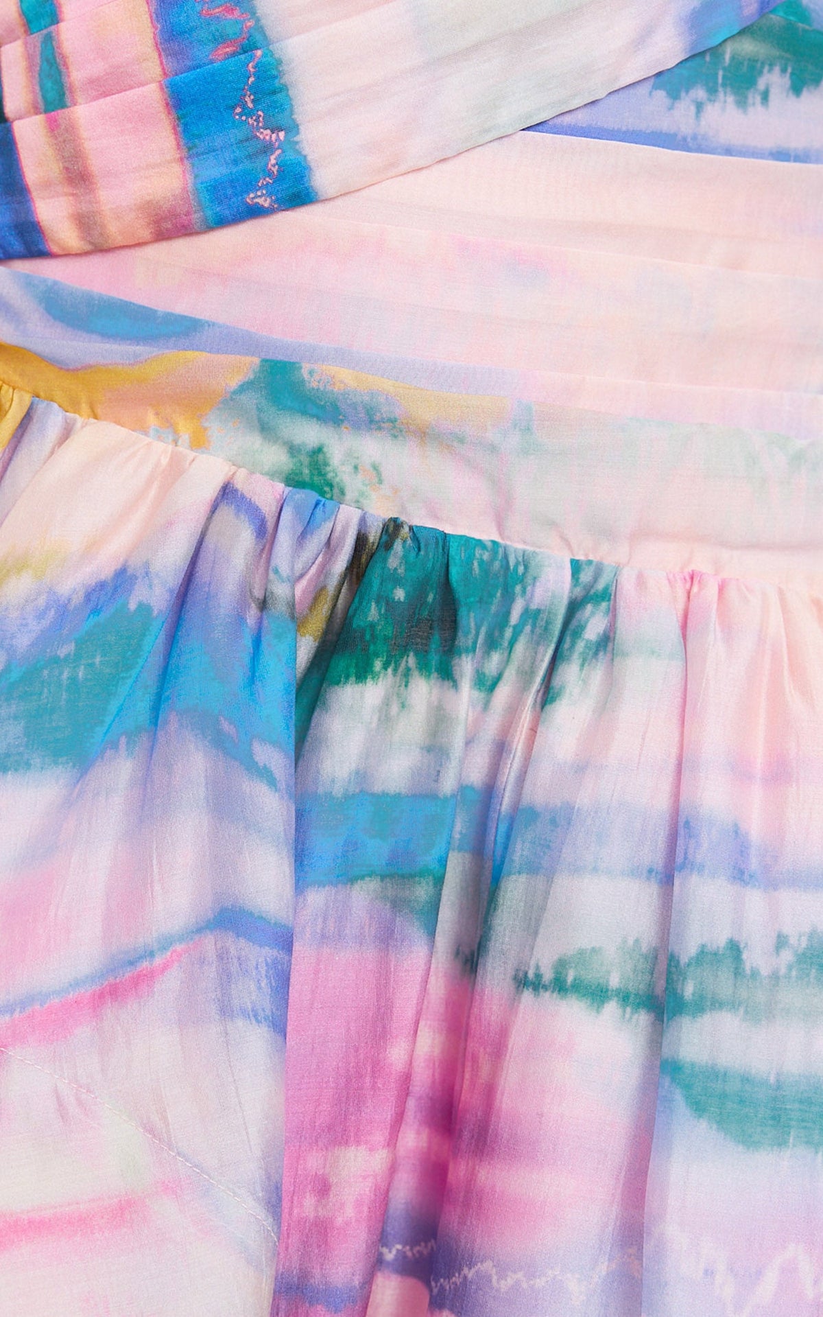 Amalie The Label - Keziah One Shoulder Asymmetric Maxi Dress in Abstract Sunset Print