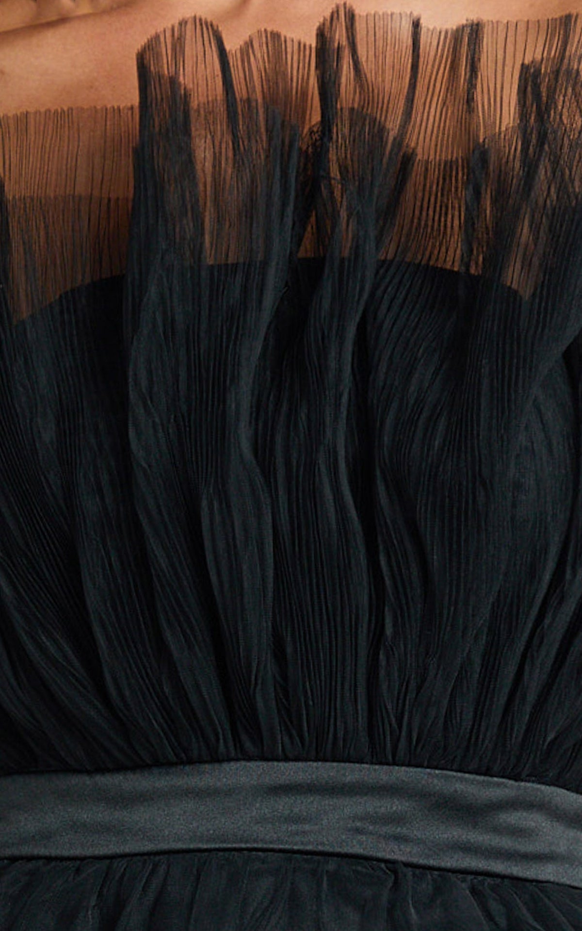 Amalya Mini Dress - Tiered Tulle Fit and Flare Dress in Black