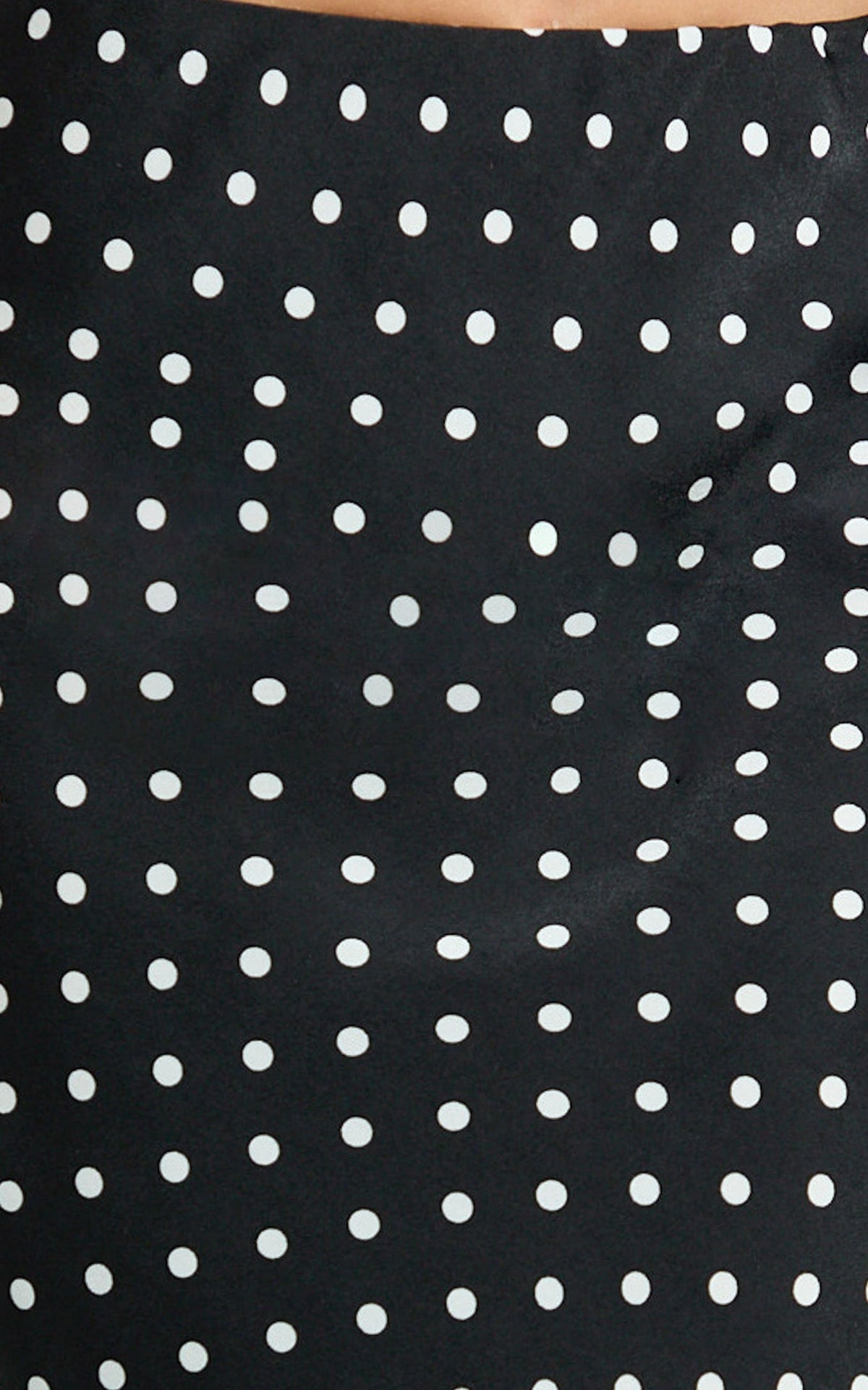 Amari Maxi Skirt - High Waisted Bias Cut Skirt in Black Polka Dot