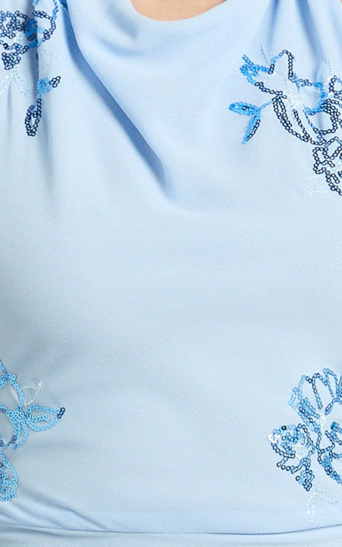 Aurora Mini Dress - High Cowl Neck A Line Dress in Baby Blue