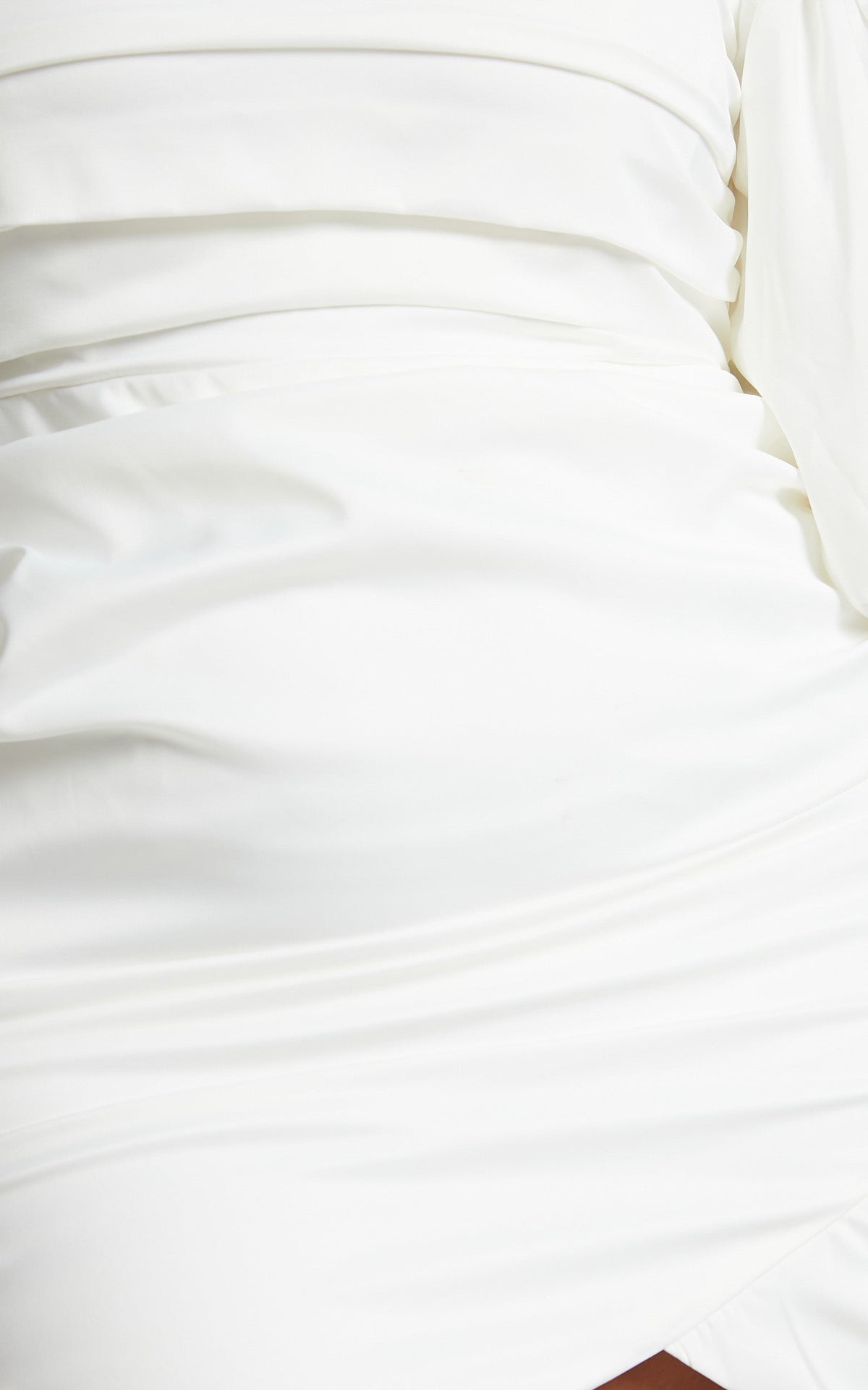Betty Mini Dress - Off Shoulder Puff Sleeve Gathered Dress in White