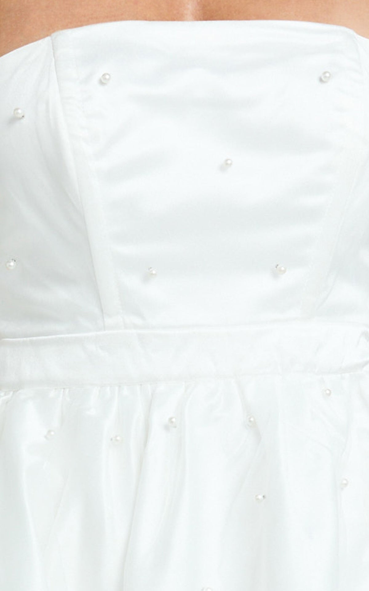 Cailene Mini Dress - Strapless Bow Train Fit and Flare Dress in Ivory