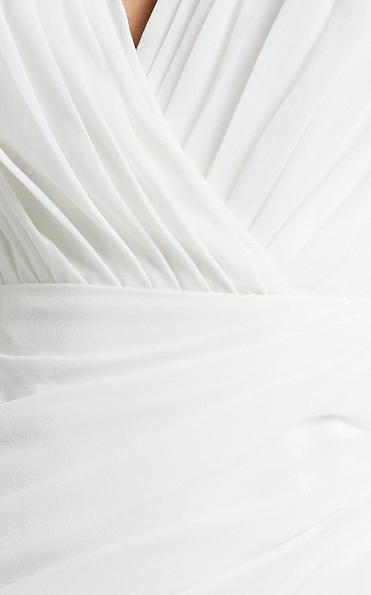 Can I Be Your Honey Mini Dress - Plunge Balloon Sleeve Dress in White