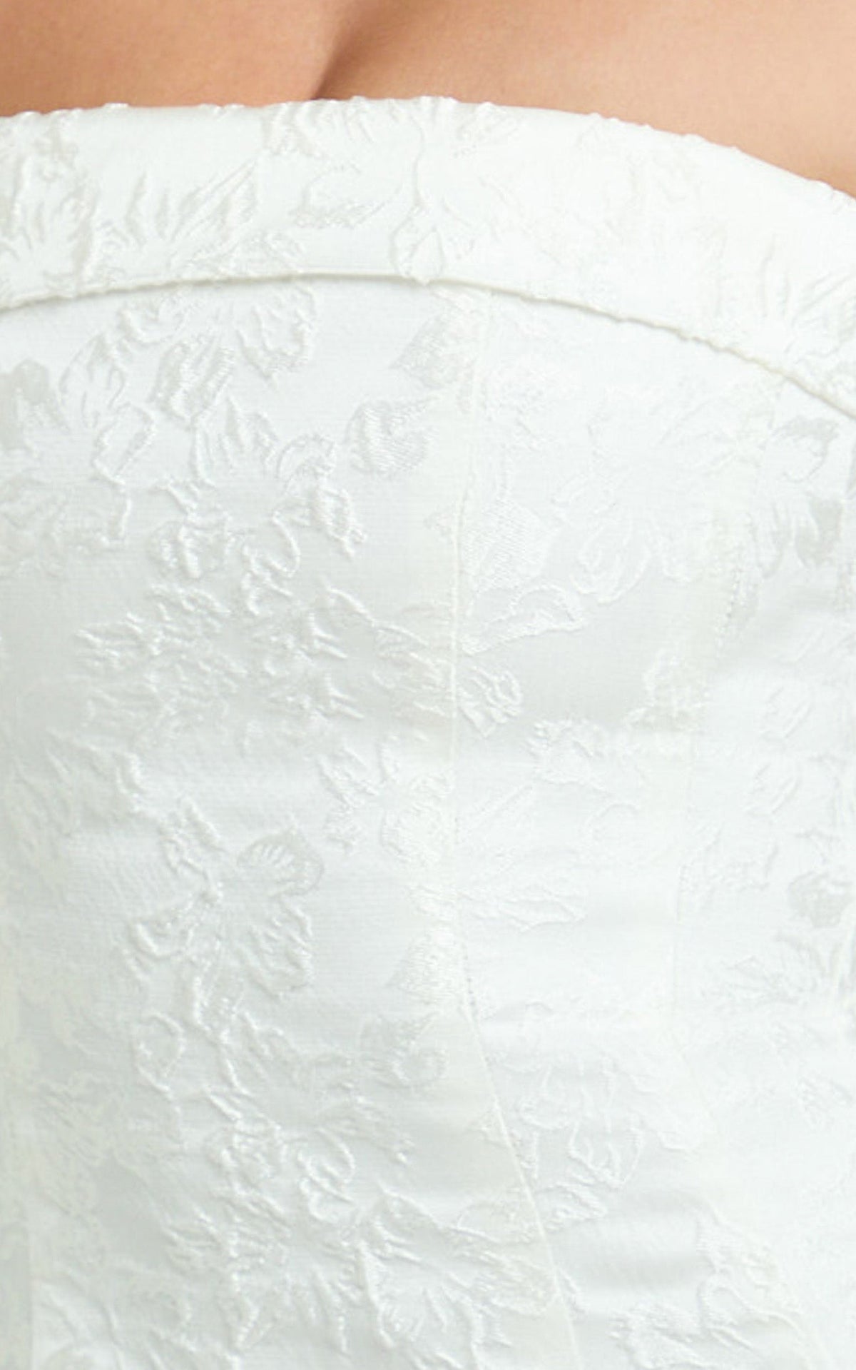 Courtney Mini Dress - Satin Paneled Strapless A Line Dress in White