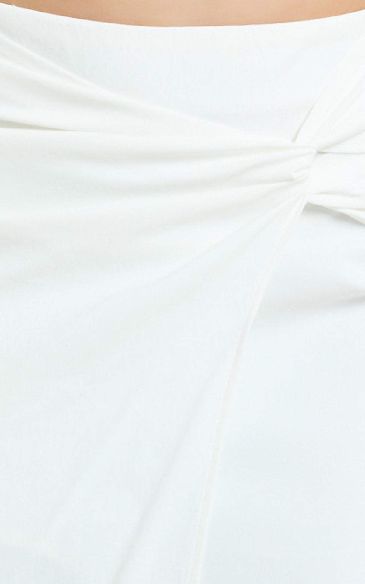 Dylan Midi Skirt - Mid Waist Twist Front Midi Skirt in White
