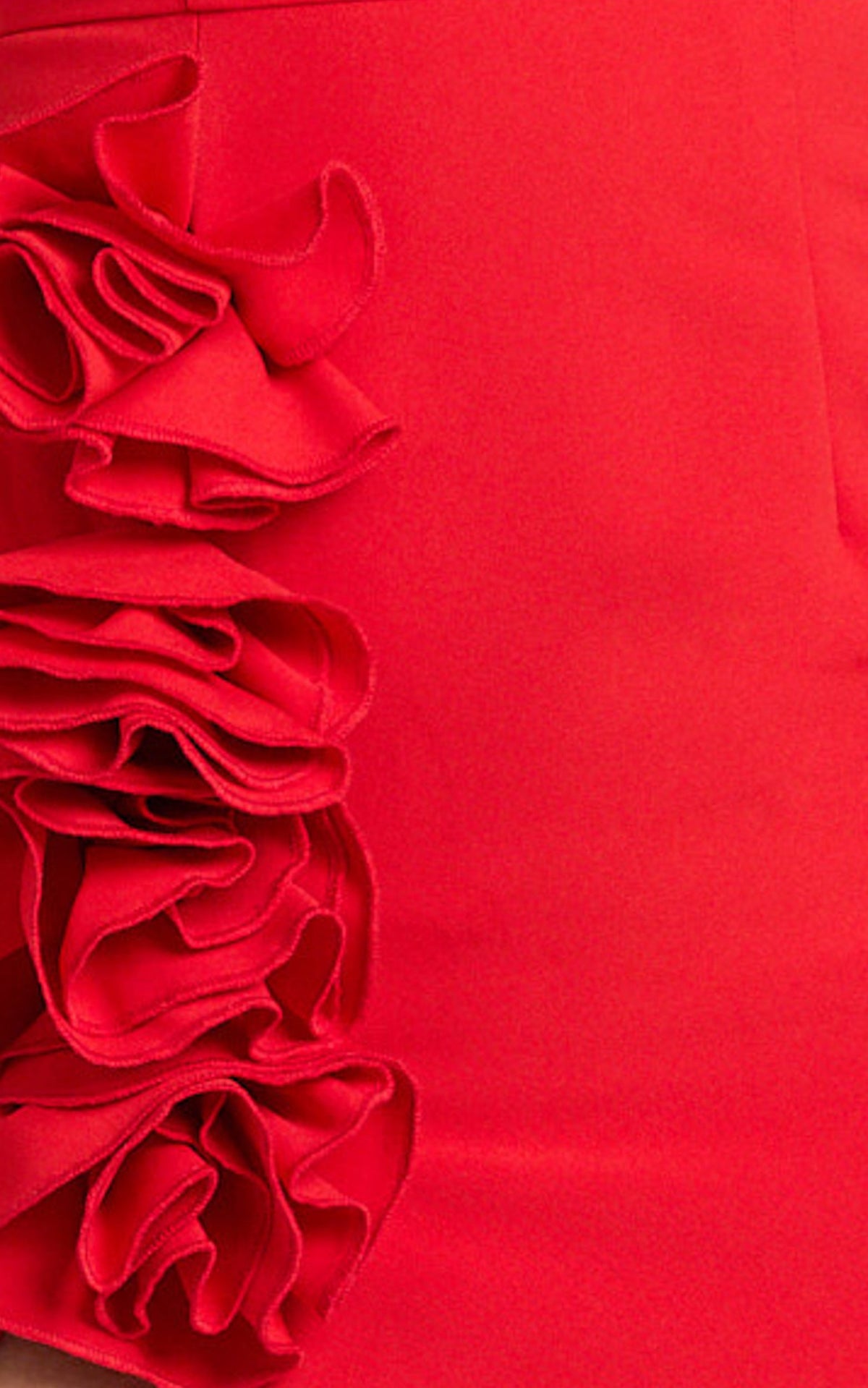 Ebby Maxi Dress - Strapless Rosette Thigh Split Dress in Red