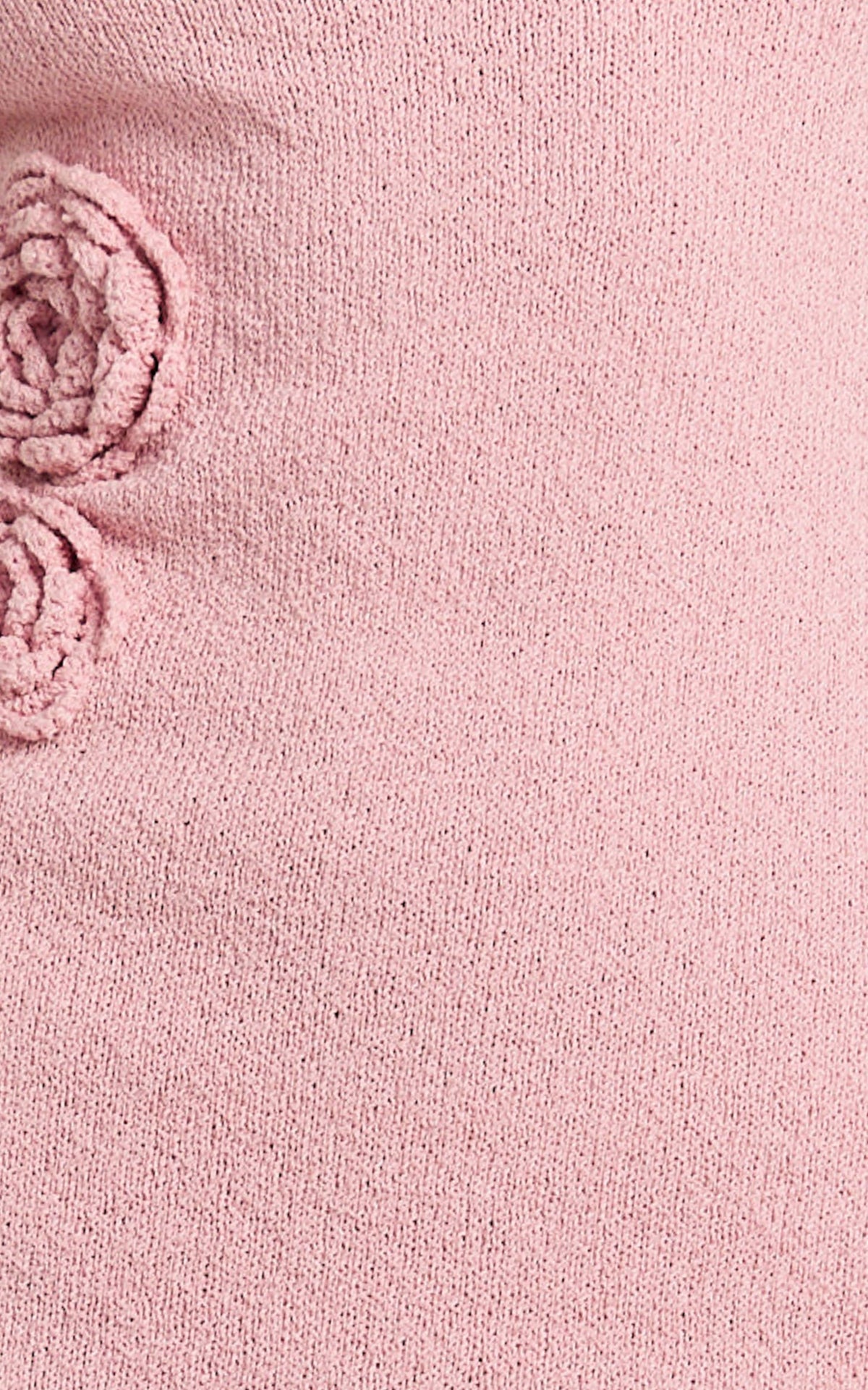 Elodie Mini Dress - Scoop Neck 3D Floral Knit Dress in Pale Pink