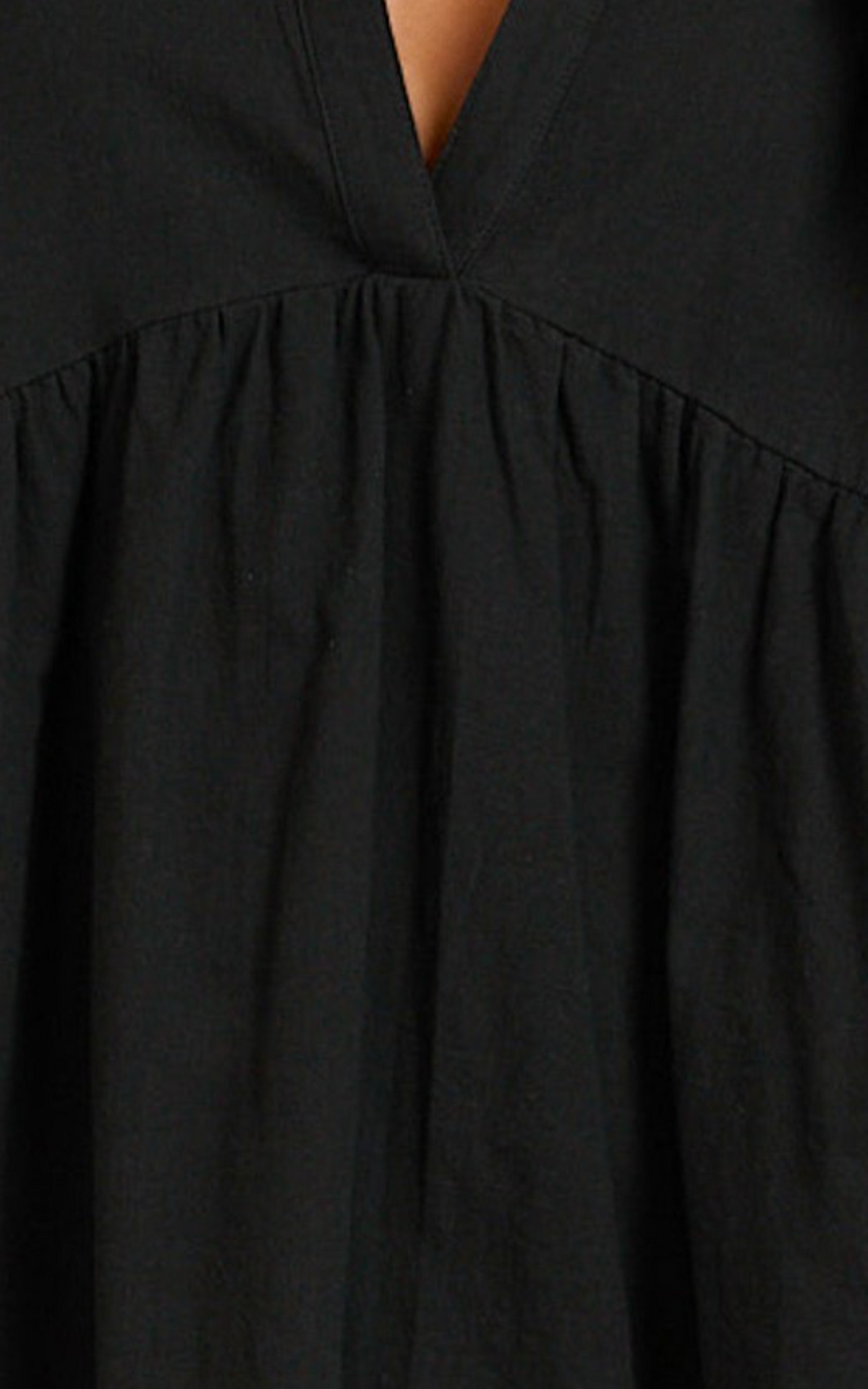 Calissa Mini Dress - Frill Hem Smock Dress in Black